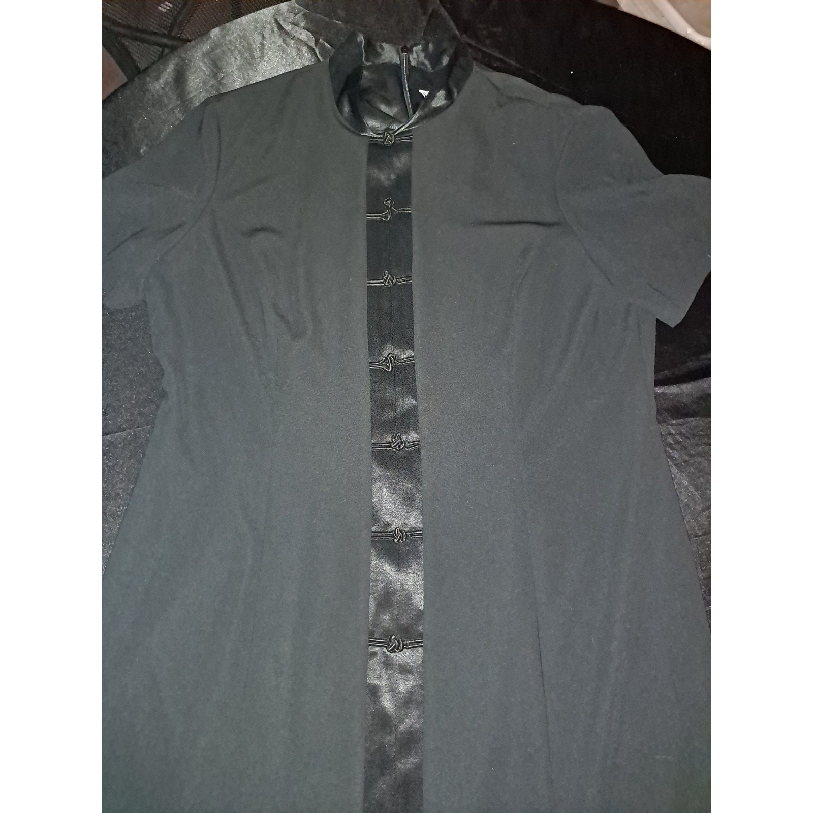 NWT Bedford Fair Lifestyles Maxi Dress 20 Black Short Sleeve Faux KnotButton VTG