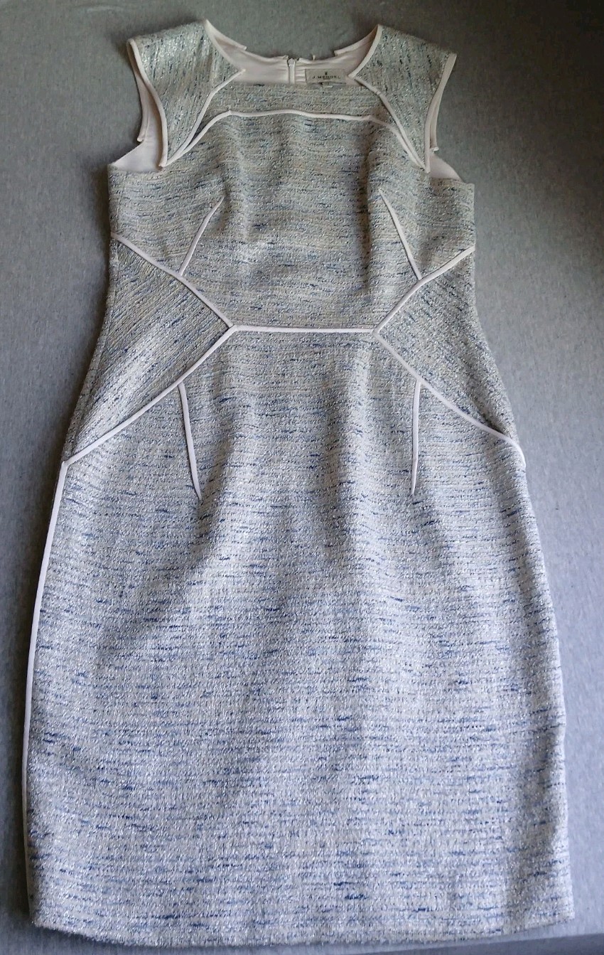 J Mendel Paris Dress 12 Tweed Sheath Knee Length Retro Jackie O Designer USA