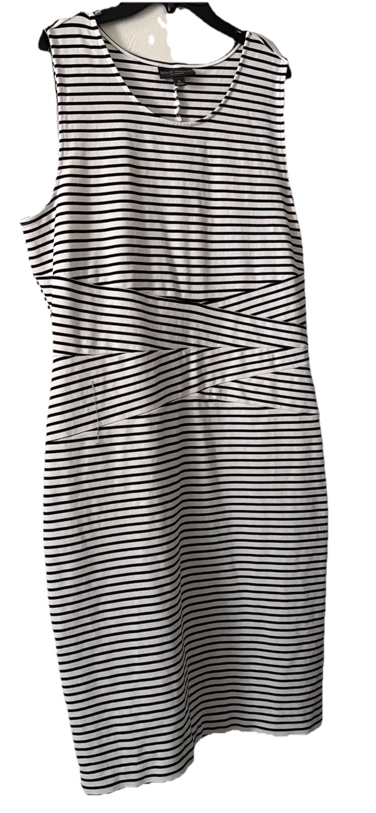 Dress Women L Black/Whit Stripe Cut ToCurve Ponte Smoothing Career Bold Elements