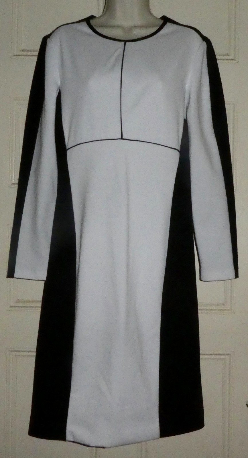 Narciso Rodriguez Black & White Slimming Dress Back Zipper Both Ends 12 Stretch