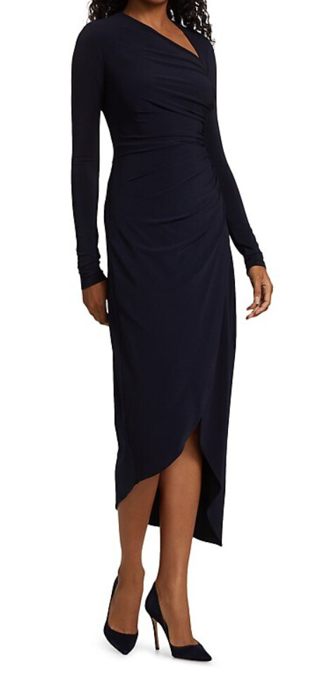 NWT Halston Giorgia Jersey Cocktail Dress Ink Blue 8 $345