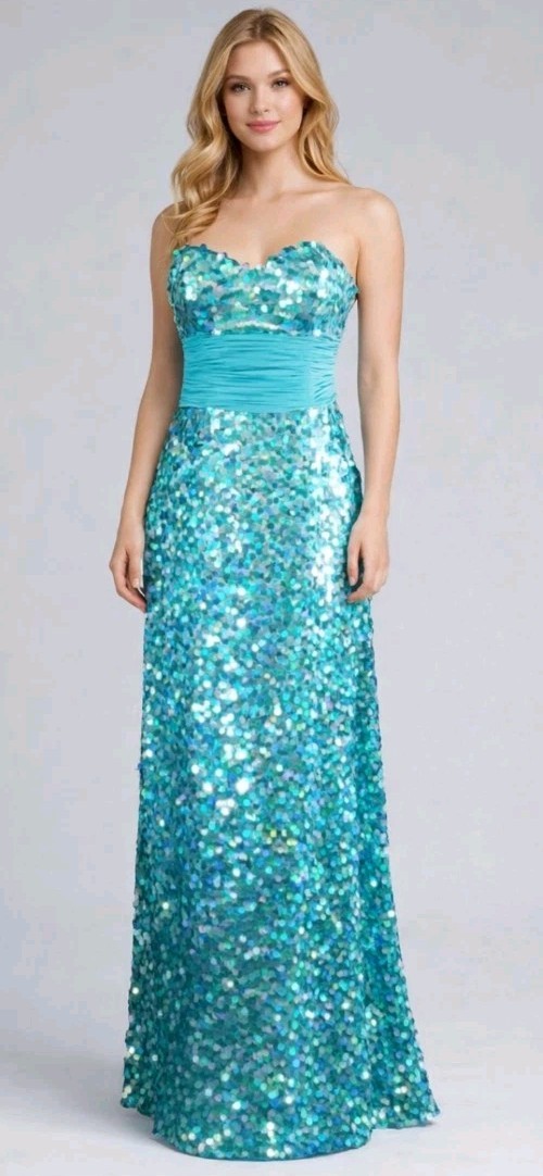Jovani Sheath Gown Sequin Maxi Dress SZ 10 Womens Sweetheart Formal Pageant