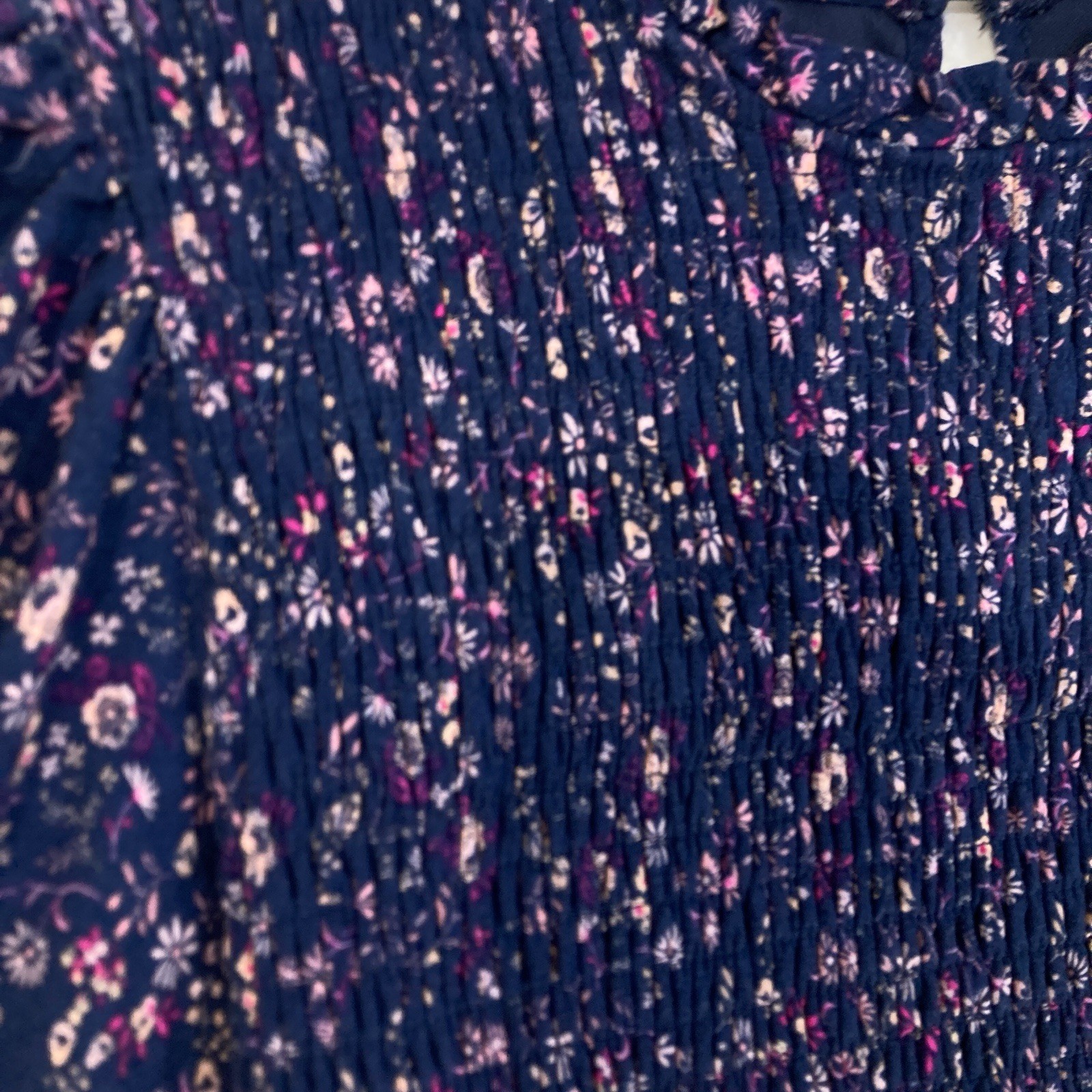 Penelope Rose Drop Waist Prairie Cottage Ditsy Floral Smocked Navy Dress Women S