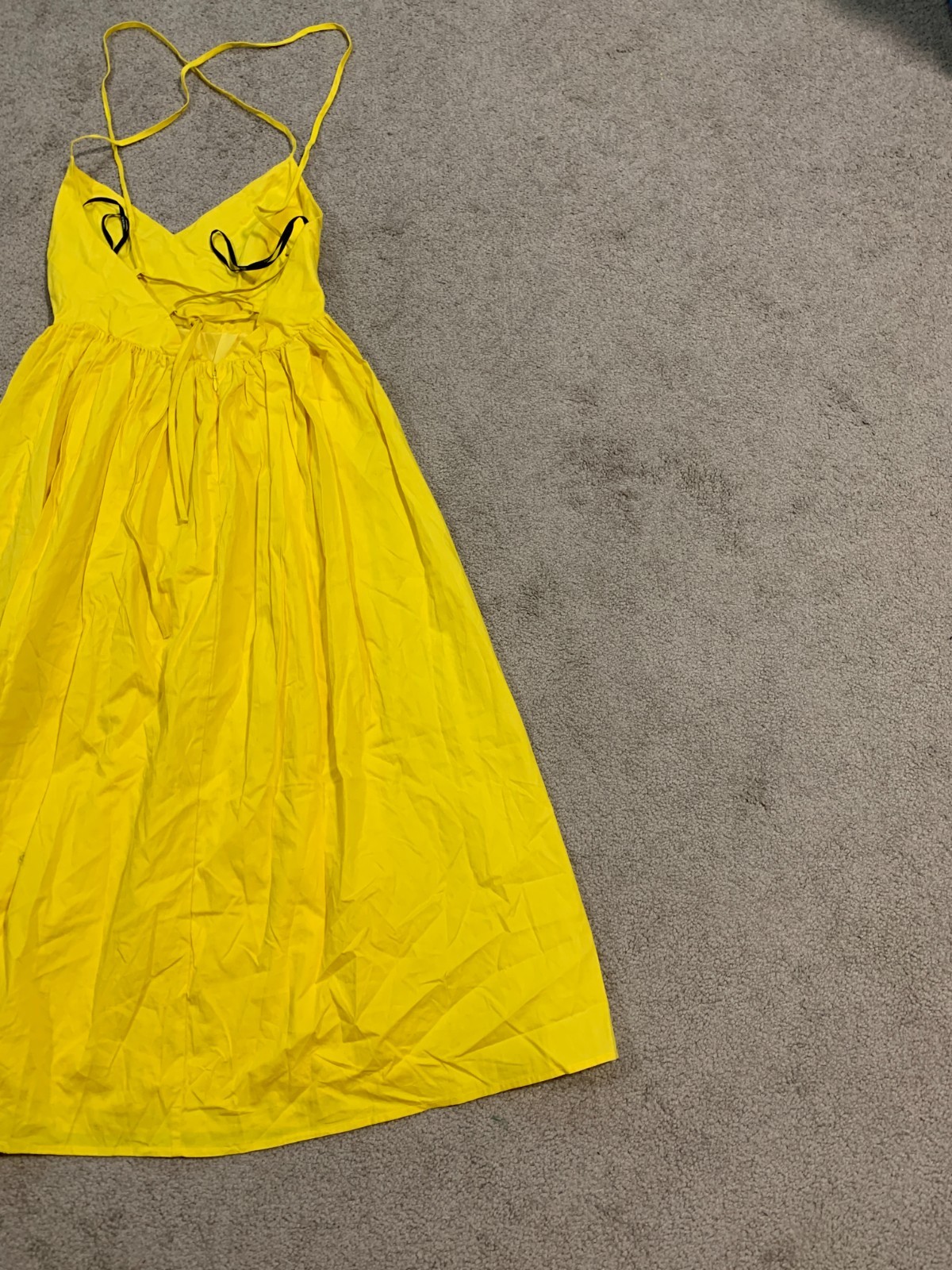 Forever 21 Spaghetti Strap Lace Up Back Maxi Sundress Womens Size 8 Yellow Long
