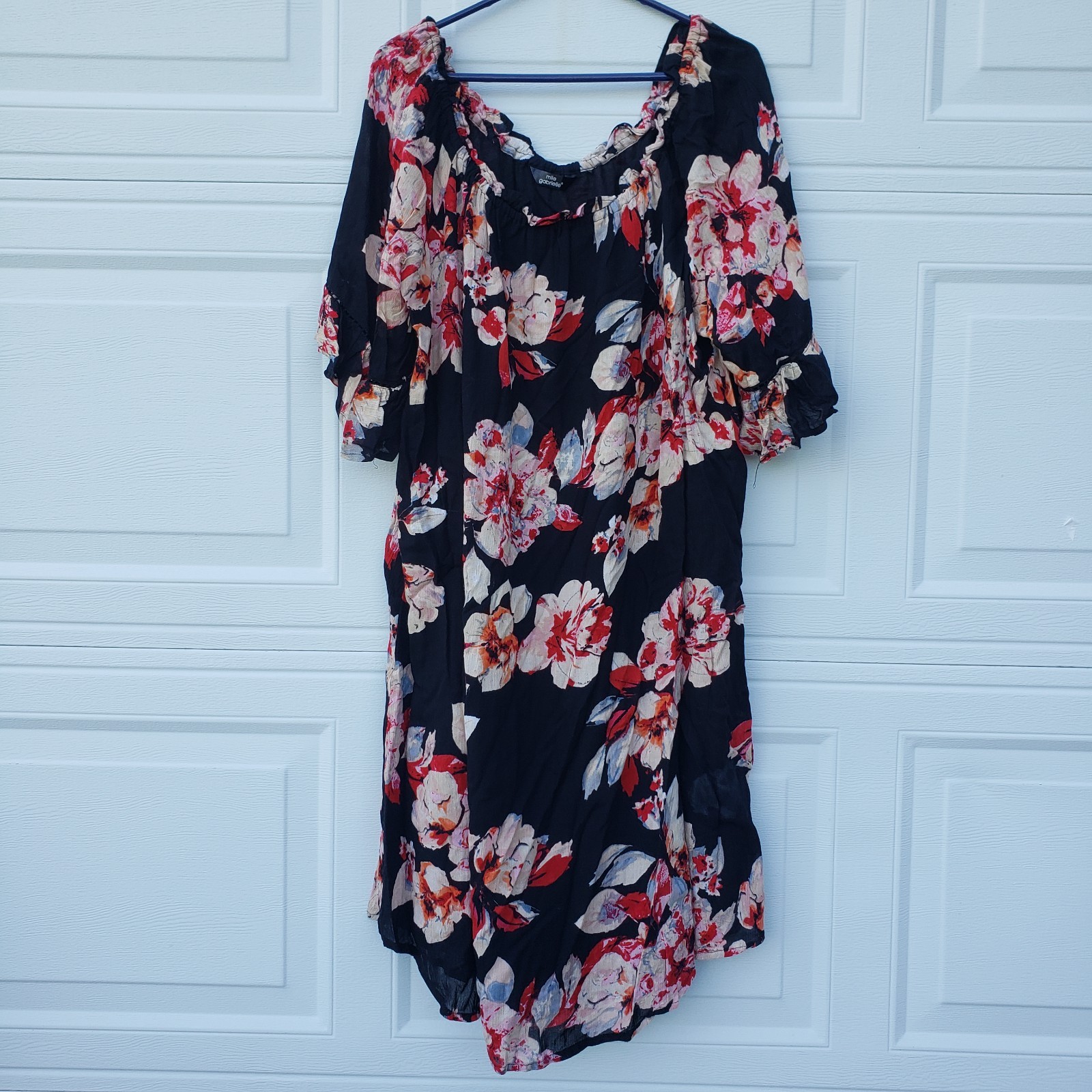 Mlle Gabrielle Dress Black and Floral 3/4 Sleeve Womens Size 3X