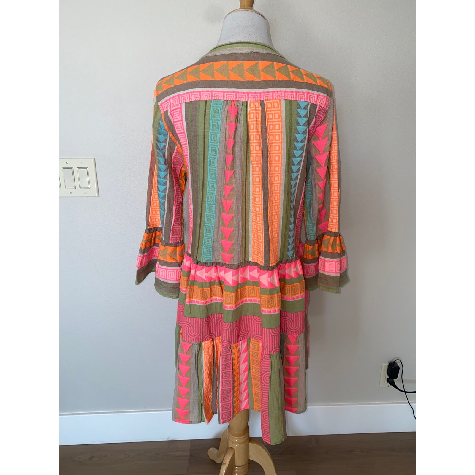 Devotion Twins Ella Short Mini Dress Pink Orange Print Anthropologie Medium