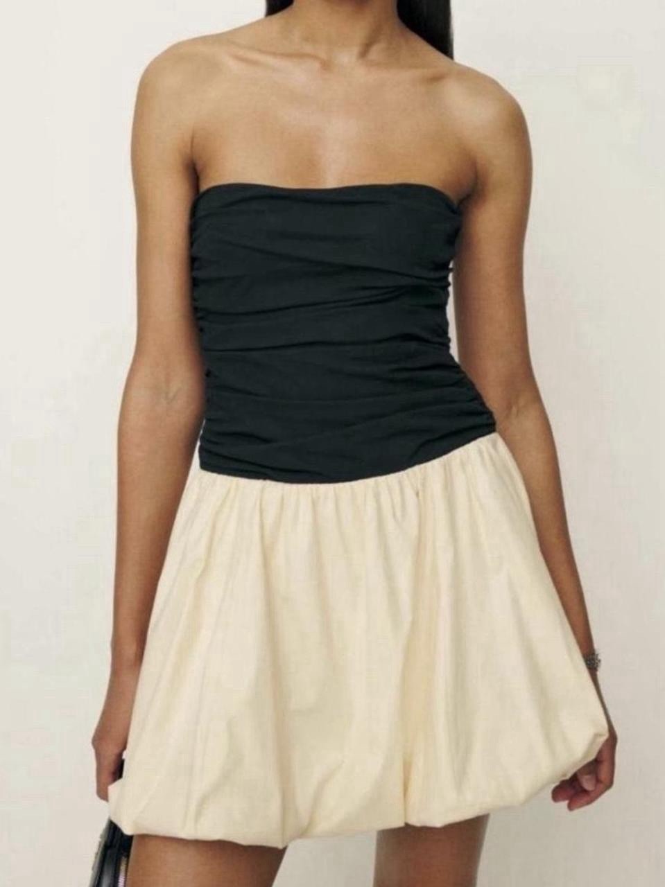 Reformation Clea Bubble Dress, Black And White, Size 0