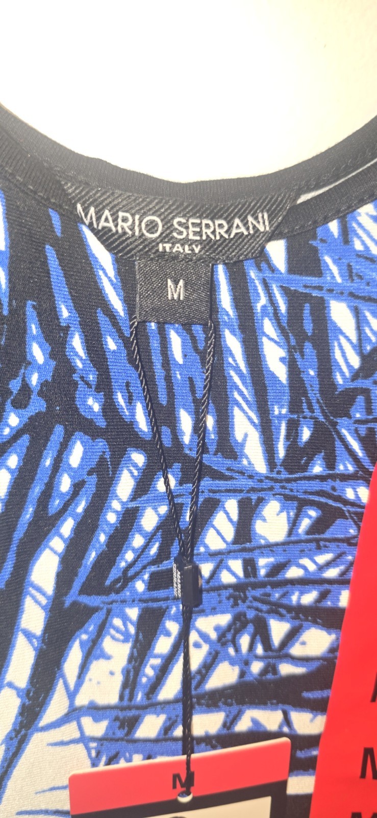 Mario Serrani Blue White Black Floral Maxi Dress Womens M Sleeveless Scoop Neck