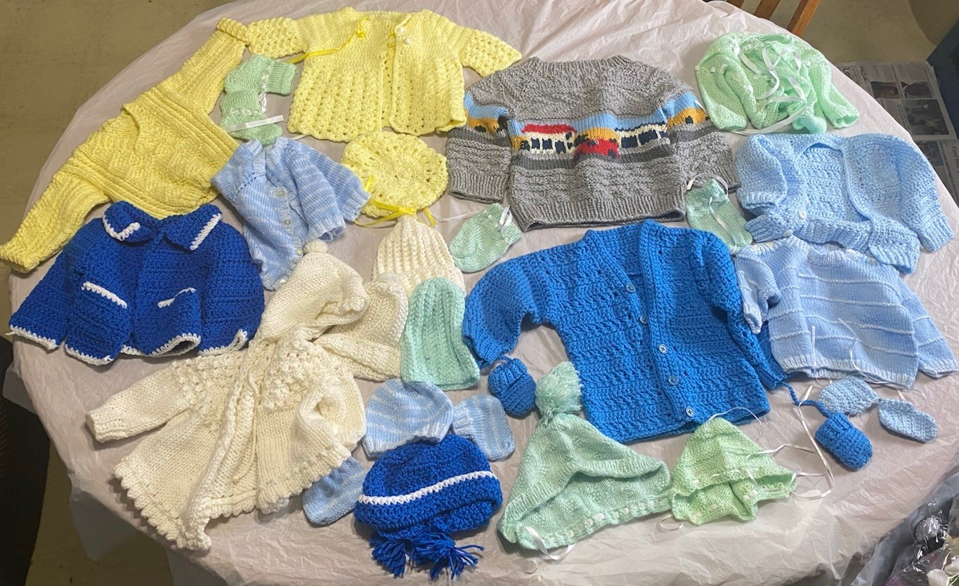 Lot Baby Knit Hats Boots Sweaters Lot of 20 Individual Items (See Description)