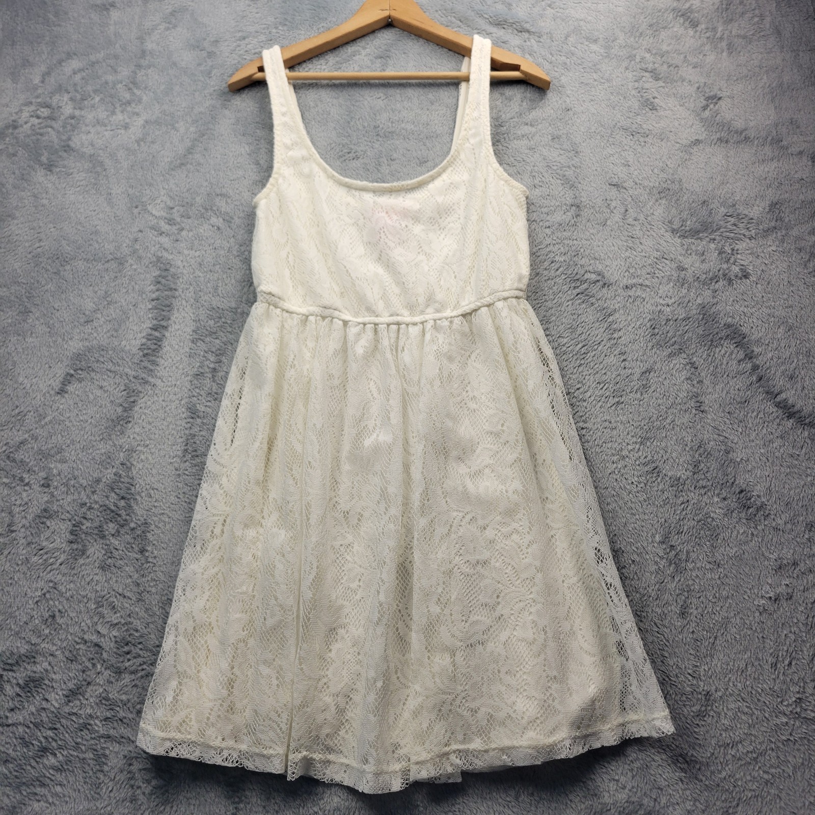 Catch My i Juniors White Lace Fit & Flare Dress XL Sleeveless Cottagecore Boho