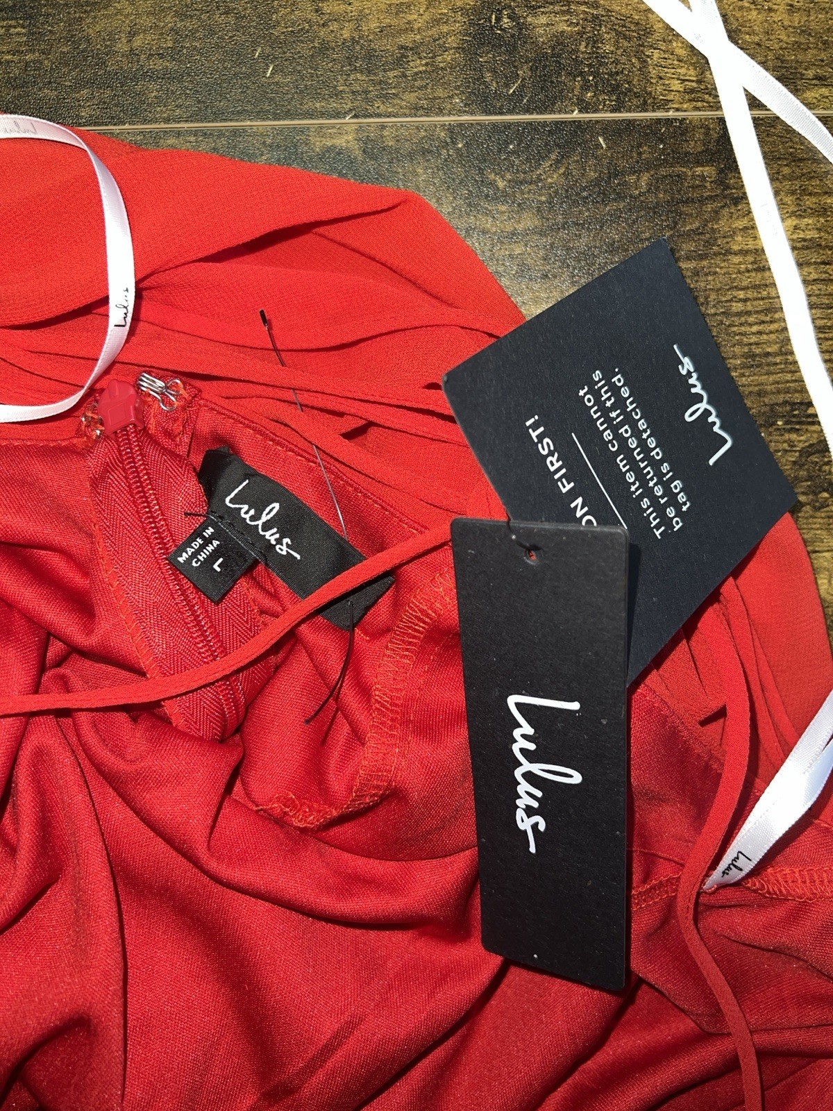 NWT! Lulus Thin Strap Sexy Micro Mini Dress Size Large – Red