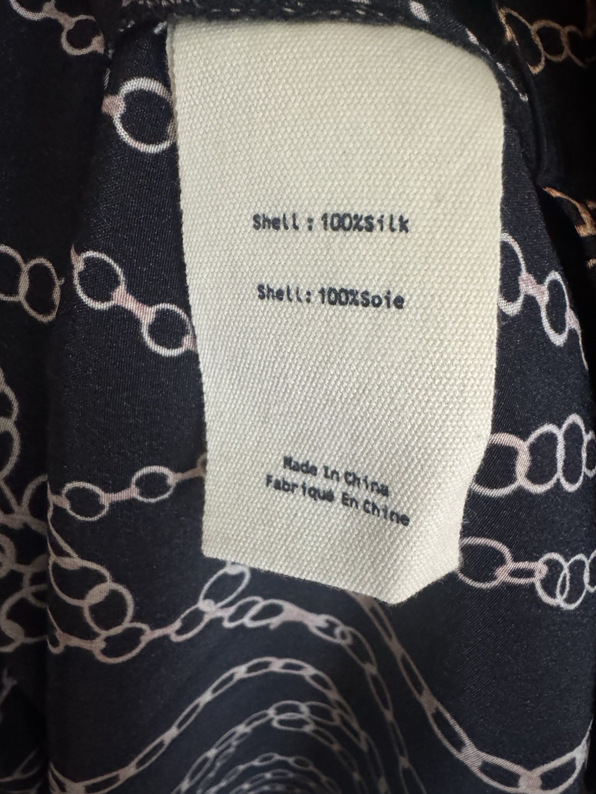 L’AGENCE Black/Gold Chain Print Silk Collared Long Sleeve Shirt Dress Size 6