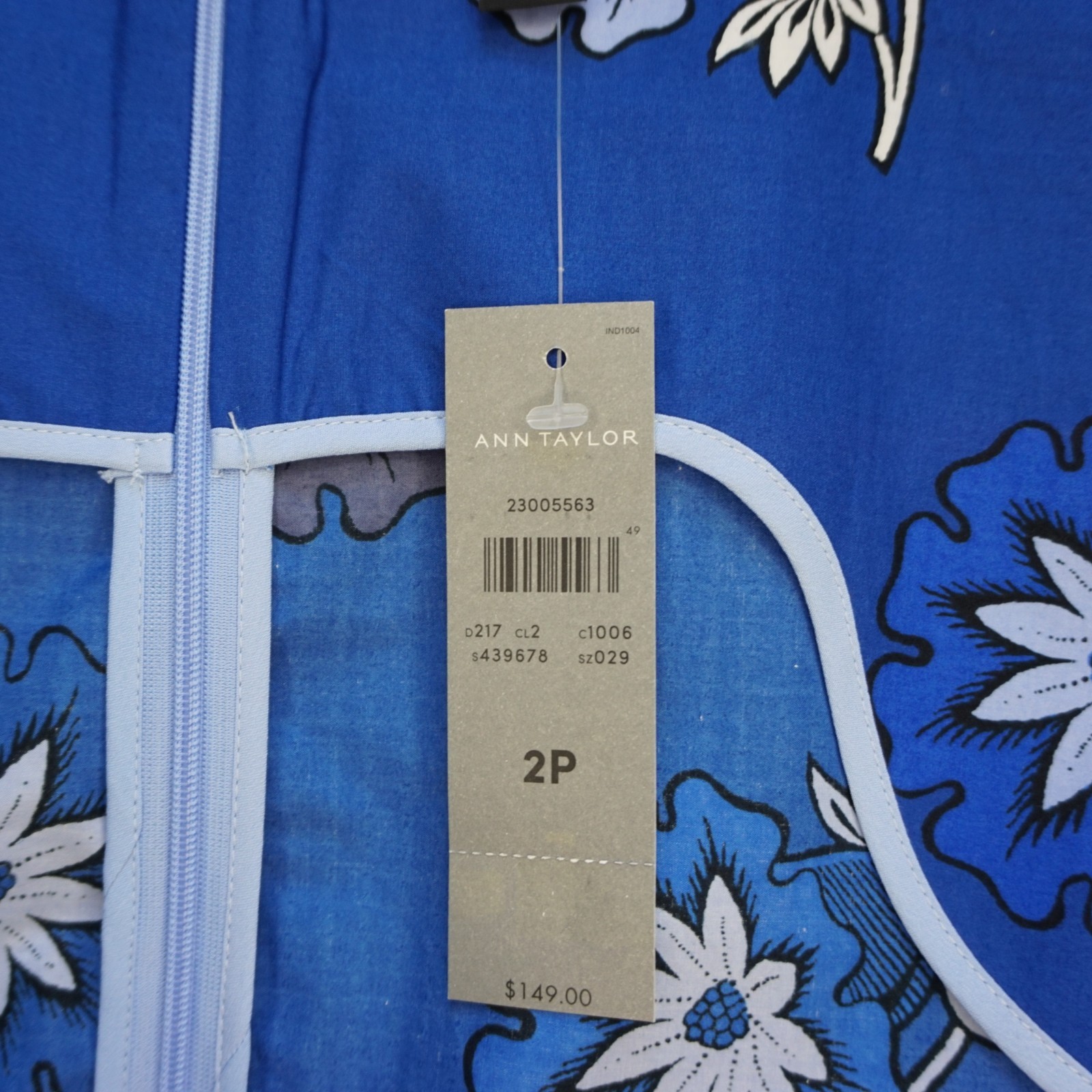 NWT Ann Taylor Petite Blue Floral Belted Poplin Midi Dress Square Neck 2P