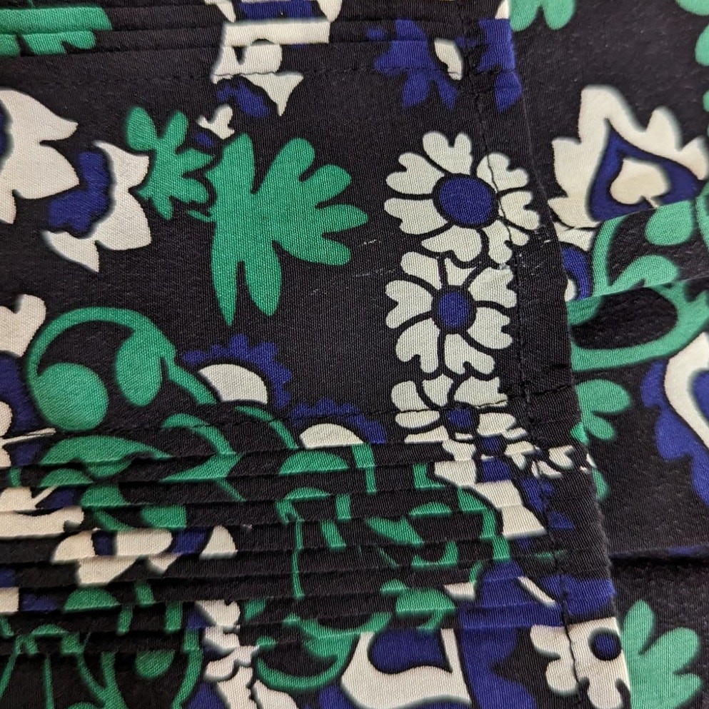 Veronica Beard Elm Silk Shirtdress V-Neck Pleated Green Floral Size 2 Preowned