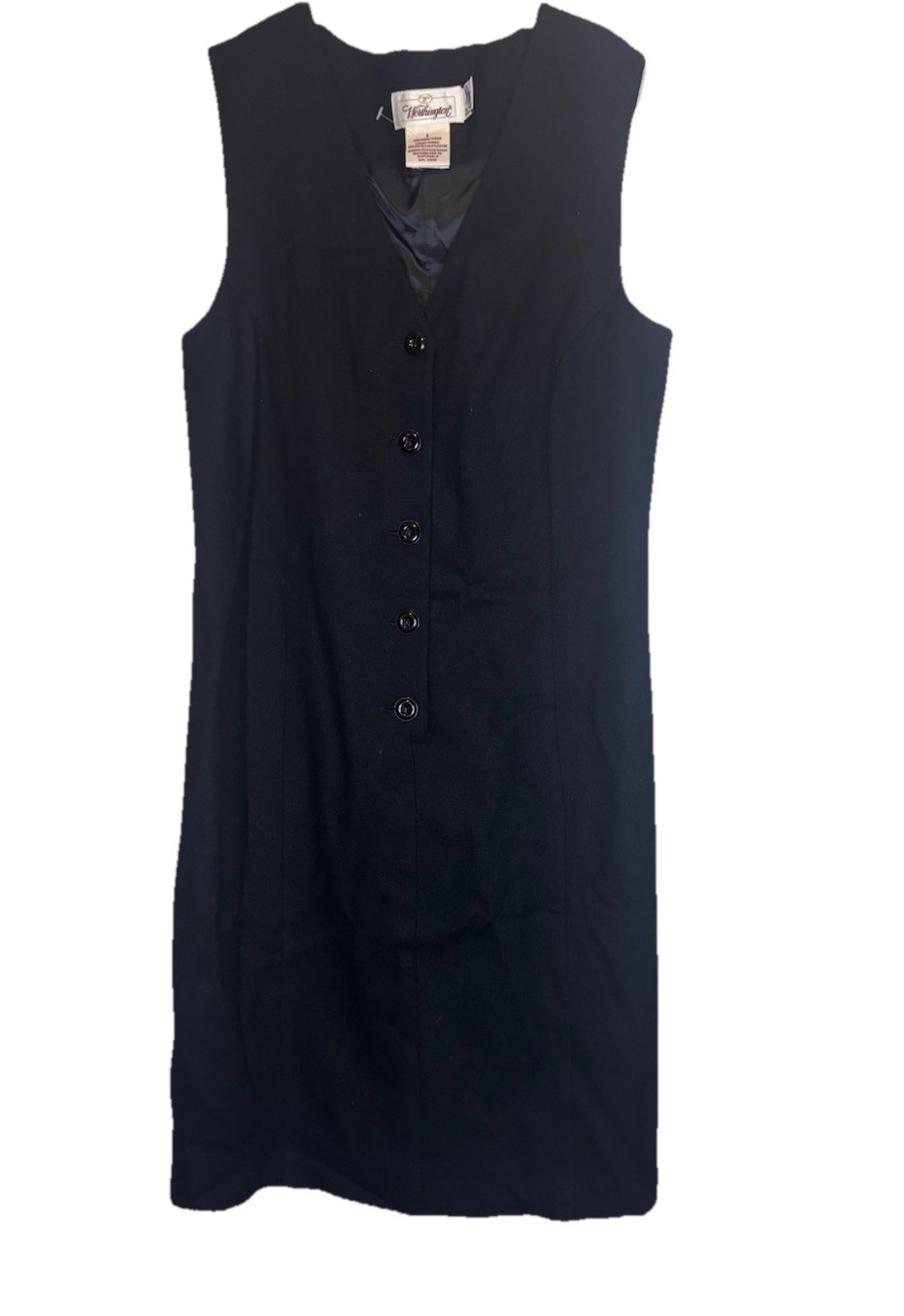 Worthington Womens Black 100% Wool Buttoned Sleeveless Jumper Dress Size 6 Lined