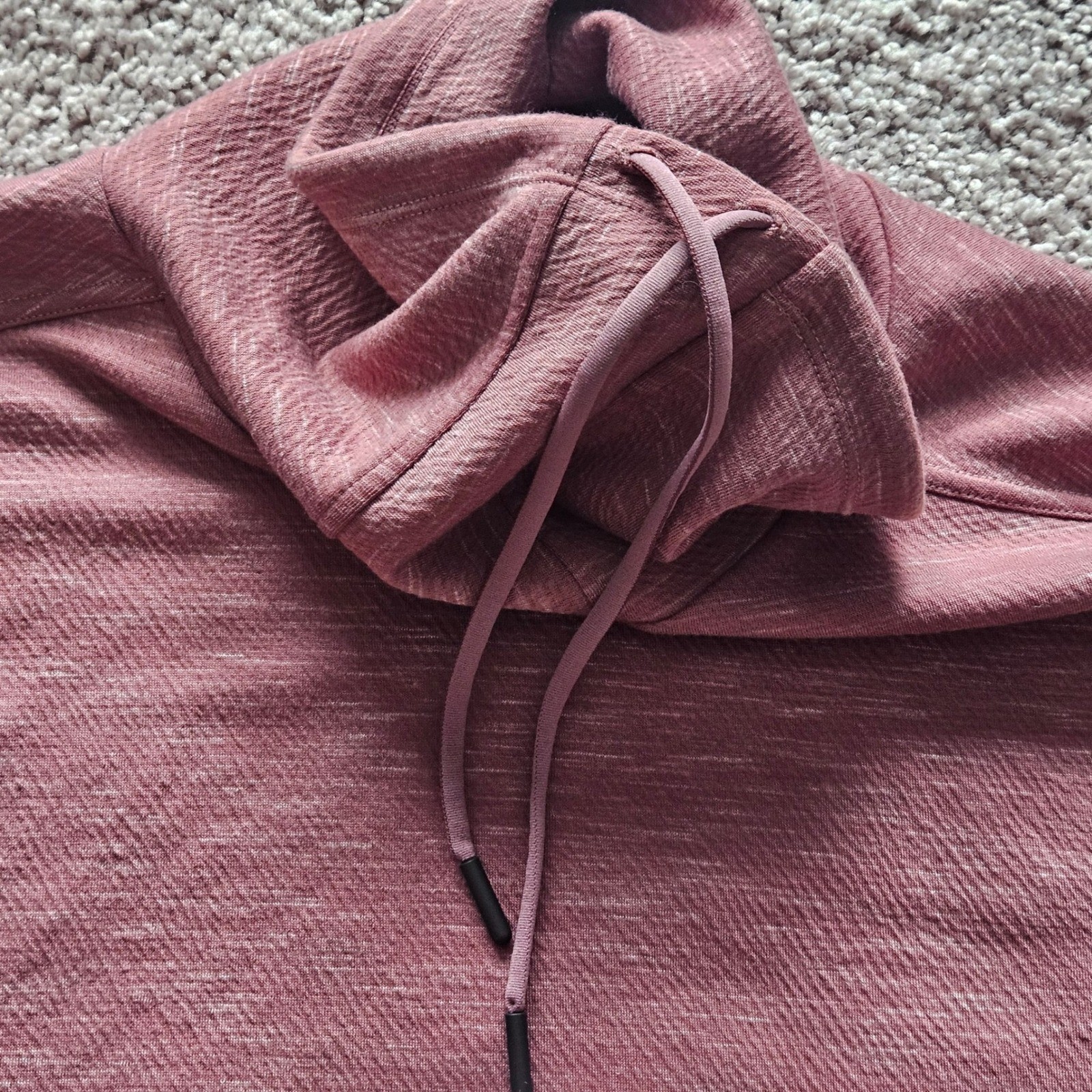 Prana Sunrise Sweatshirt Dress Size L Cowl Neck Pink Heathered Pockets Gorpcore