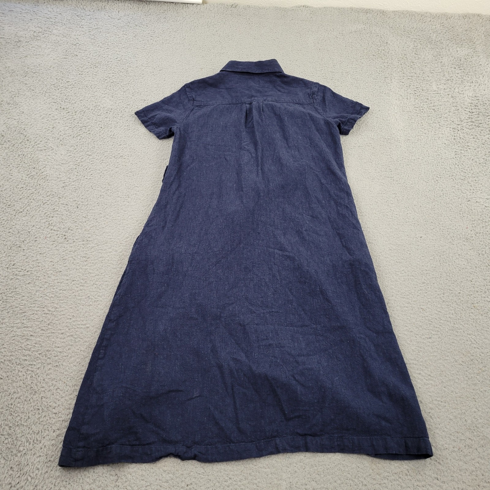 Pendleton Linen Dress Womens Small Blue Buttons Pockets Woolen Mills