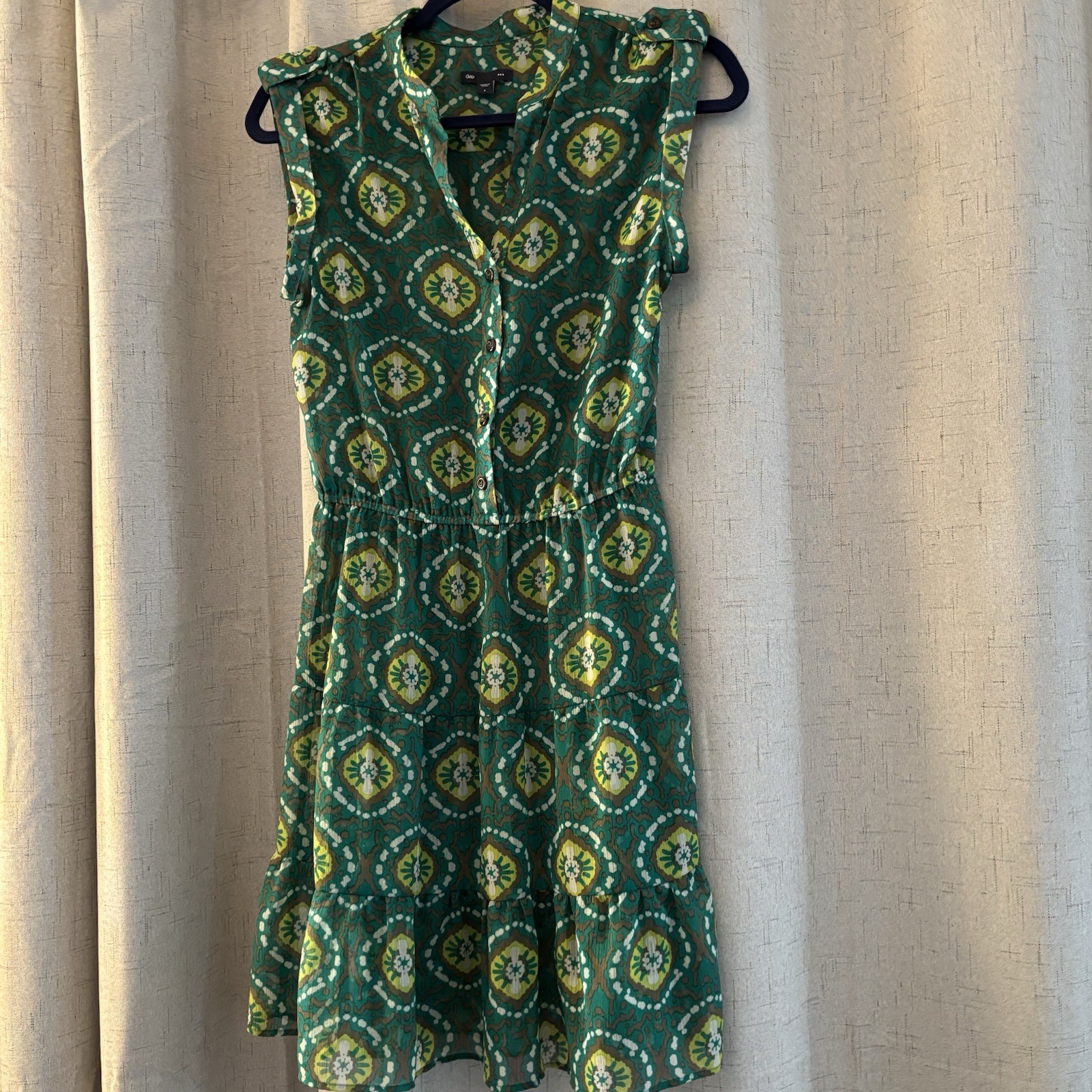 Gap Green Geometric Patterned Sheer Dress. Size S. Perfect for Spring or Summer