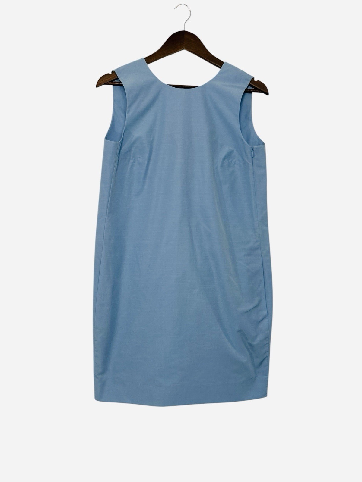 COS Light Blue Sleeveless Straight Fit Mini Dress Pleated Back Folds Accent sz 6