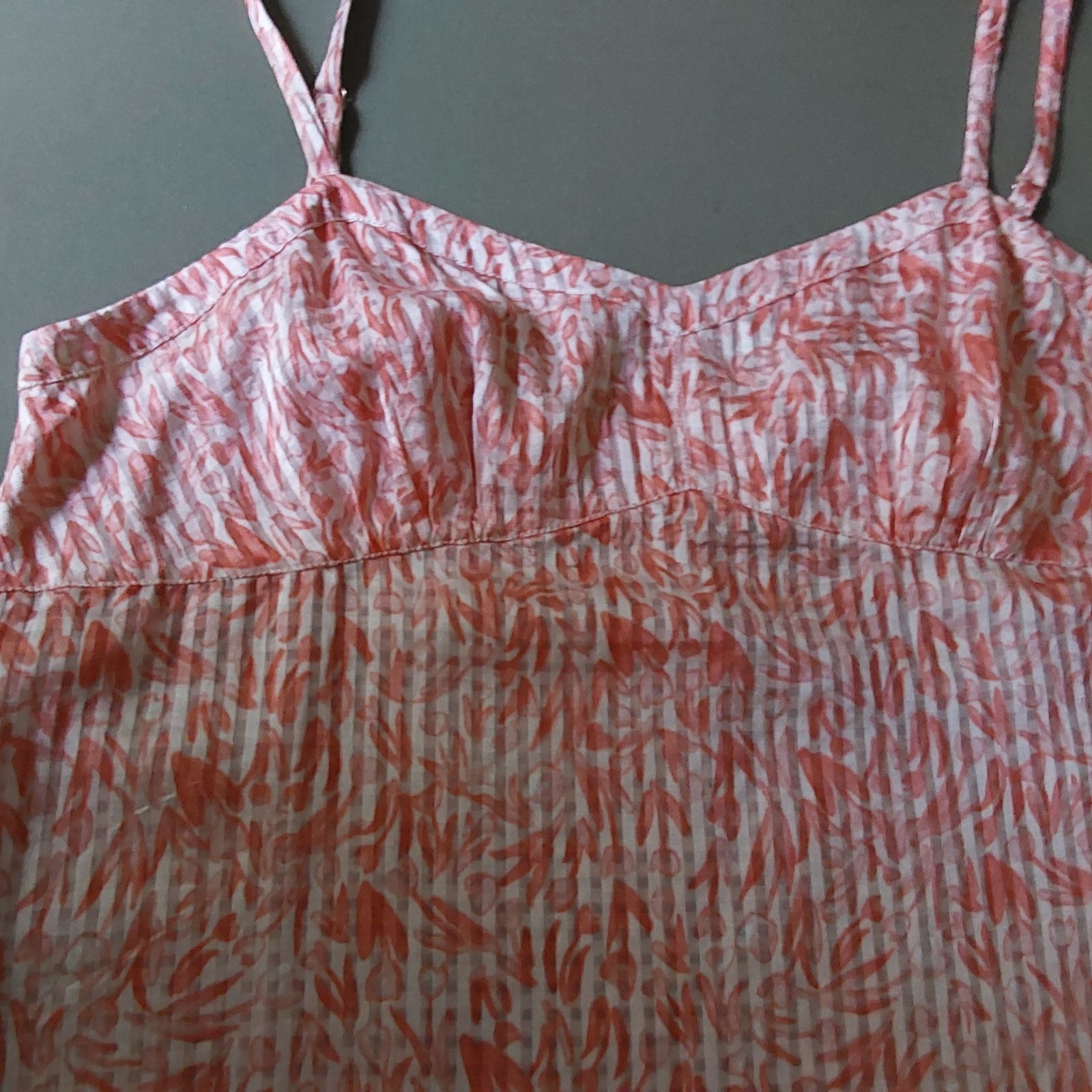 Tory Burch Dress M Silk Cotton Peach Straps Lightweight Fairy Whimsical Print
