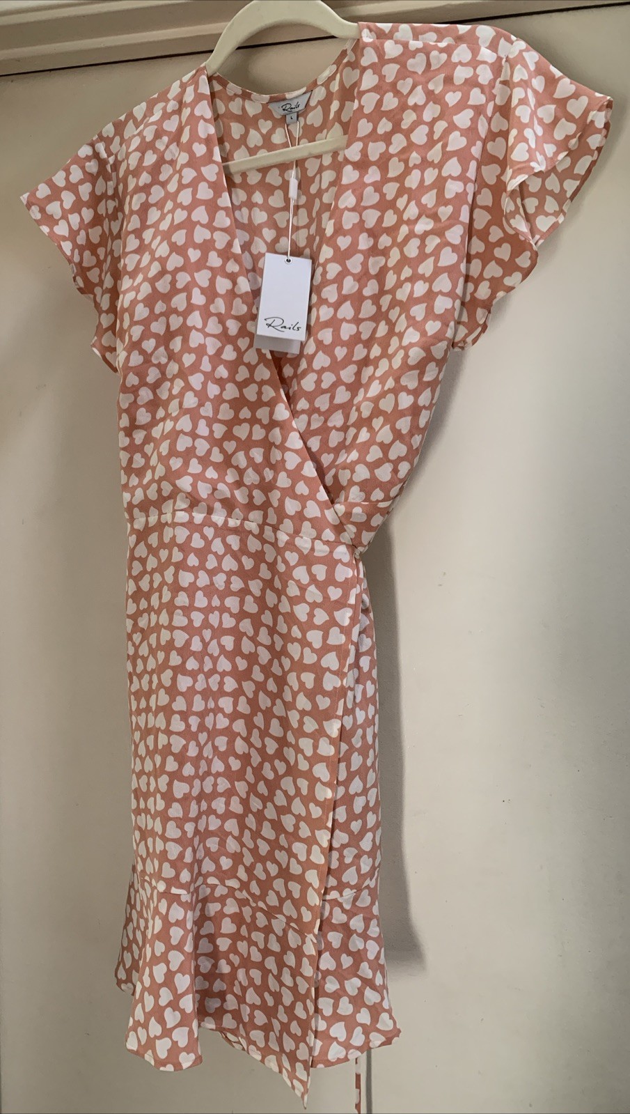 Rails Leanne Sweetheart Wrap Dress Large L New NWT Hearts Silk Lined Beautiful