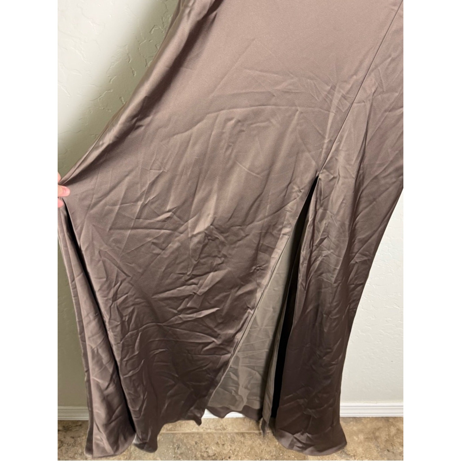 Birdy Grey Alex Dress Matte Satin Mocha Brown Large NWT