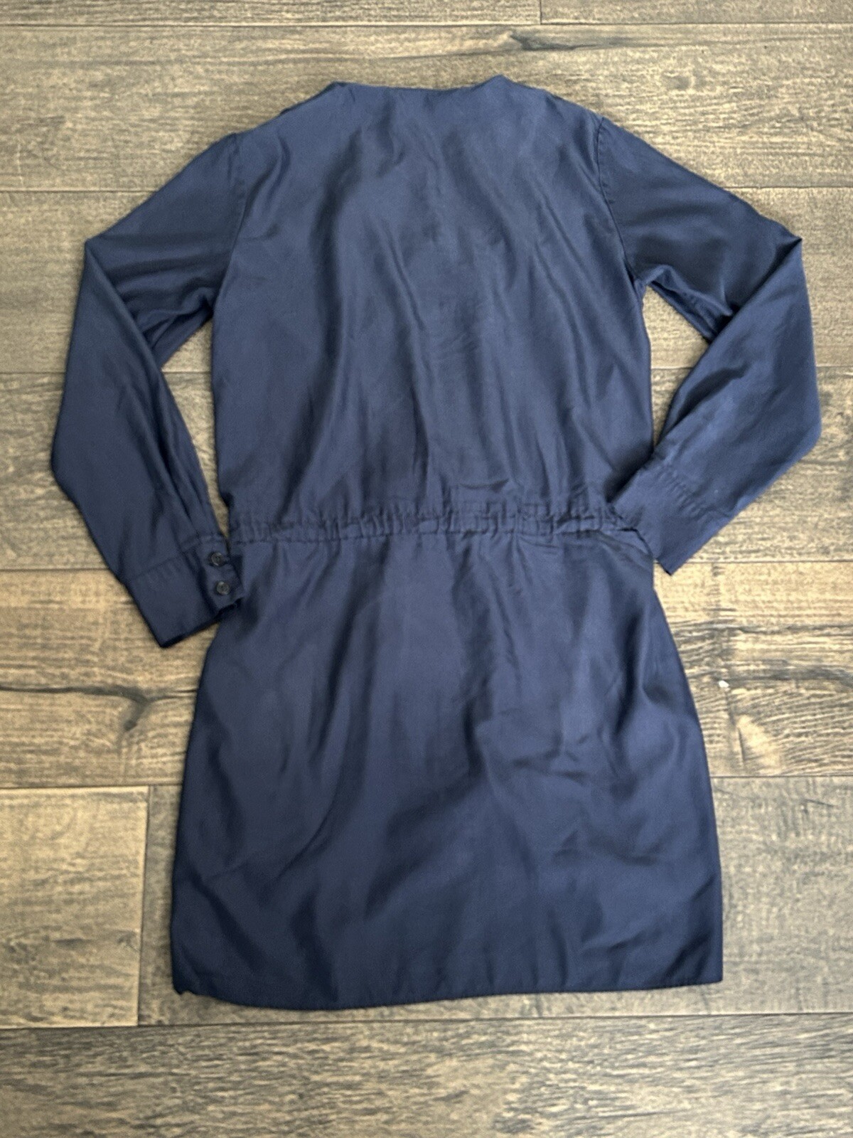 Uniqlo Womens XS Navy Blue Button Up Long Sleeve Dress