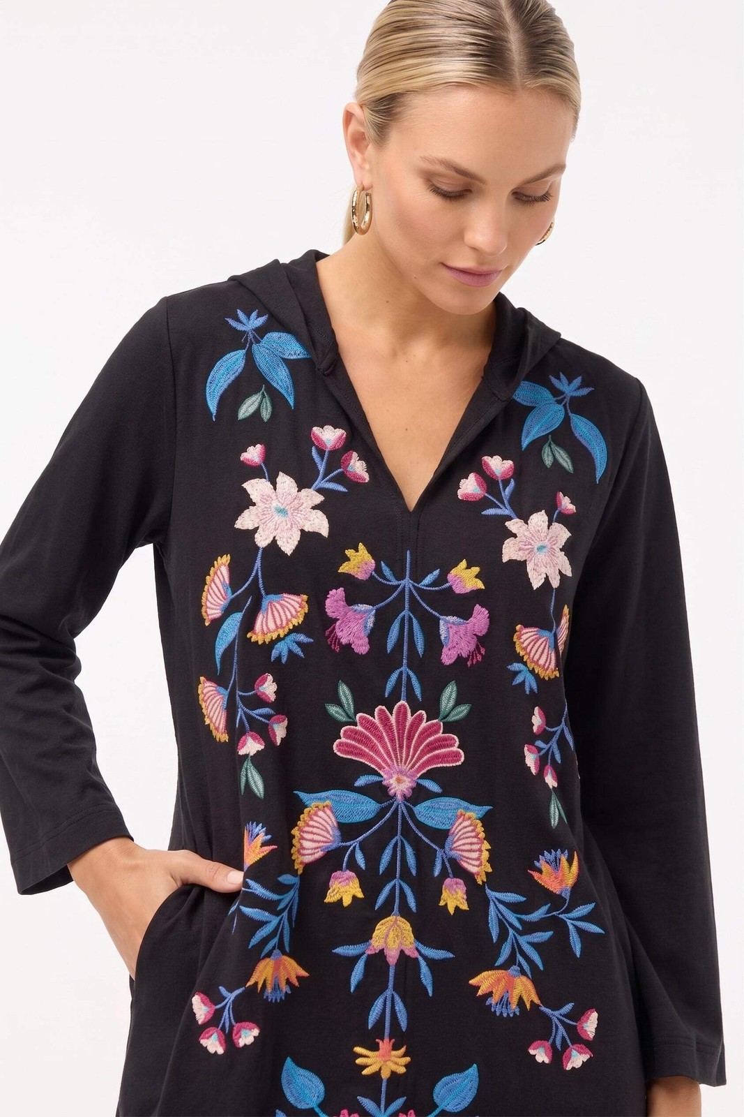Johnny Was JWLA Black Elizabeth Beach Hoodie Dress J30925-E