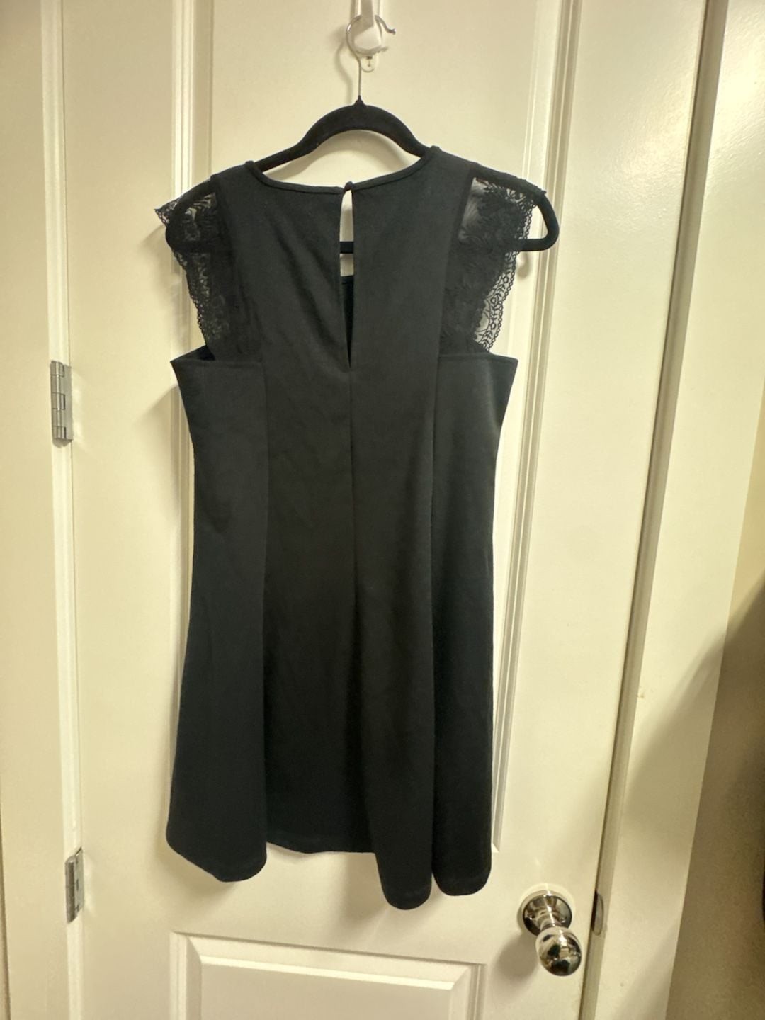 Altar’d State Black Sleeveless Mini Dress with Lace Shoulder Details