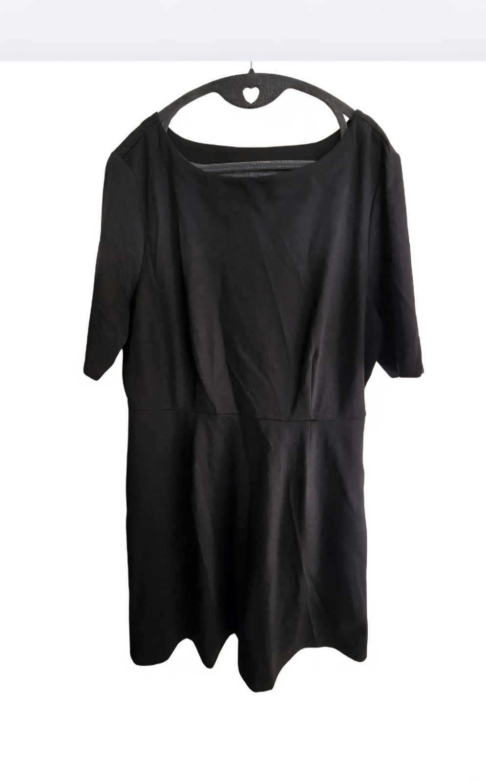Croft & Barrow Ponte Dress Size XL Black Stretchy Elbow Sleeve A Line Dress