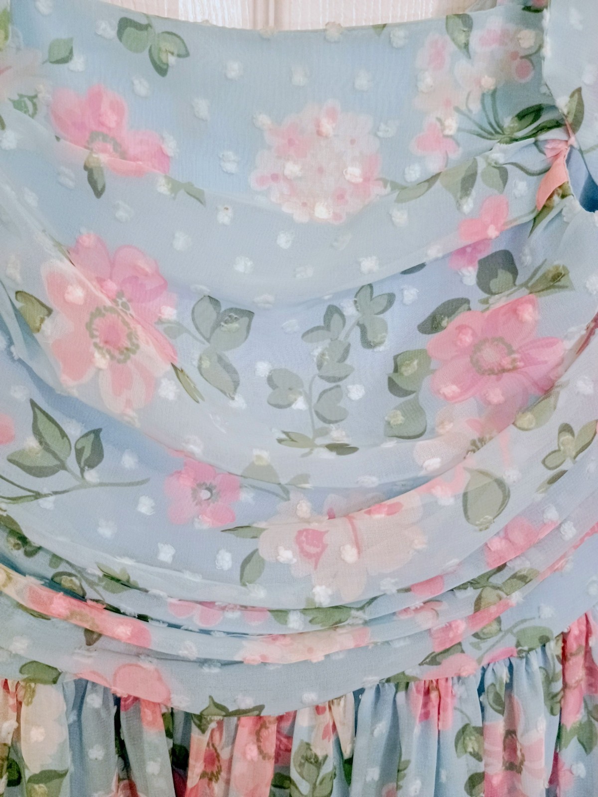 Biscotti Collezioni Size 8 Blue Pink Green Floral Fit & Flare Midi Lined