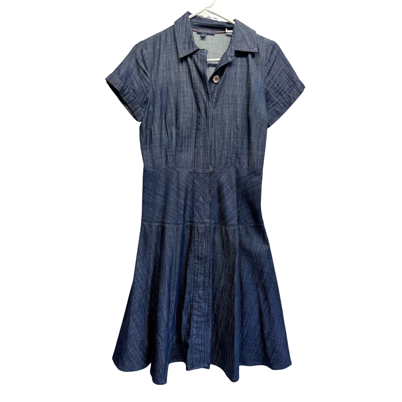 Tommy Hilfiger Women XS Nautical Collared T Shirt Dress Knit July 4th Patriotic
