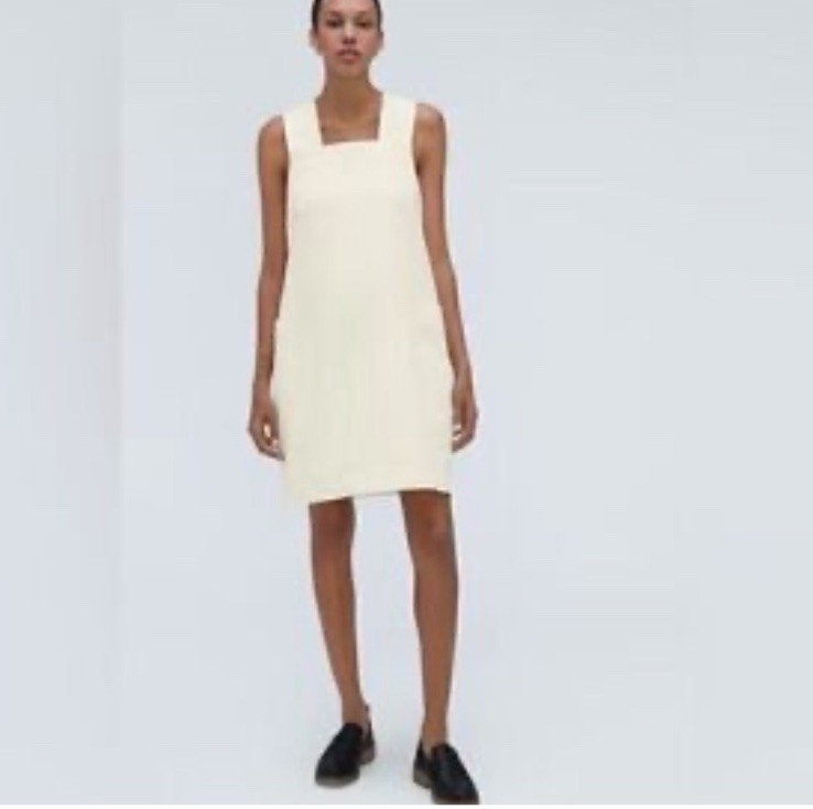 Everlane The Cross – Back Apron Mini Dress Ivory Size Small