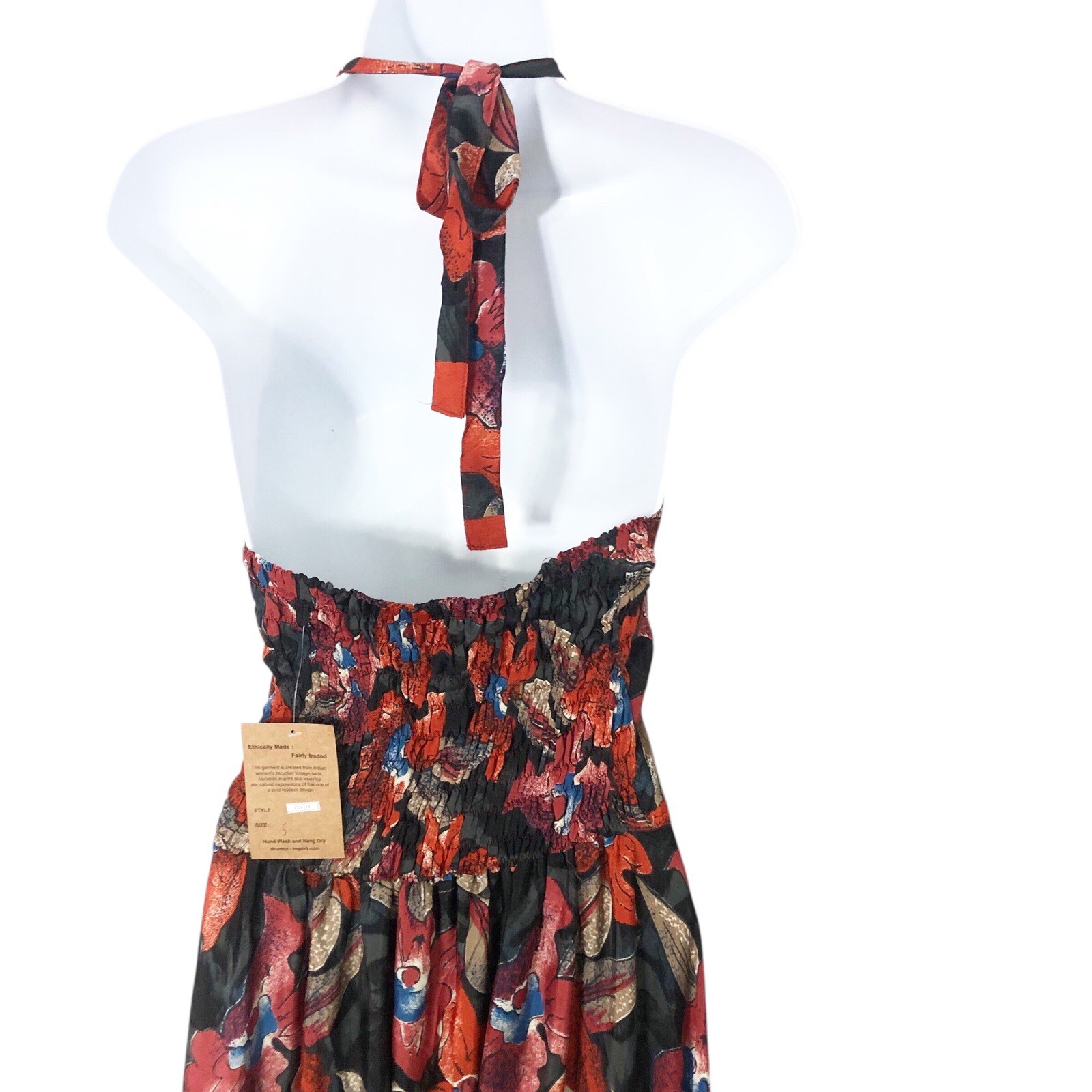 DHARMA Small Trading Floral MIDI Halter Dress Silk Blend Lightweight Unlined NWT