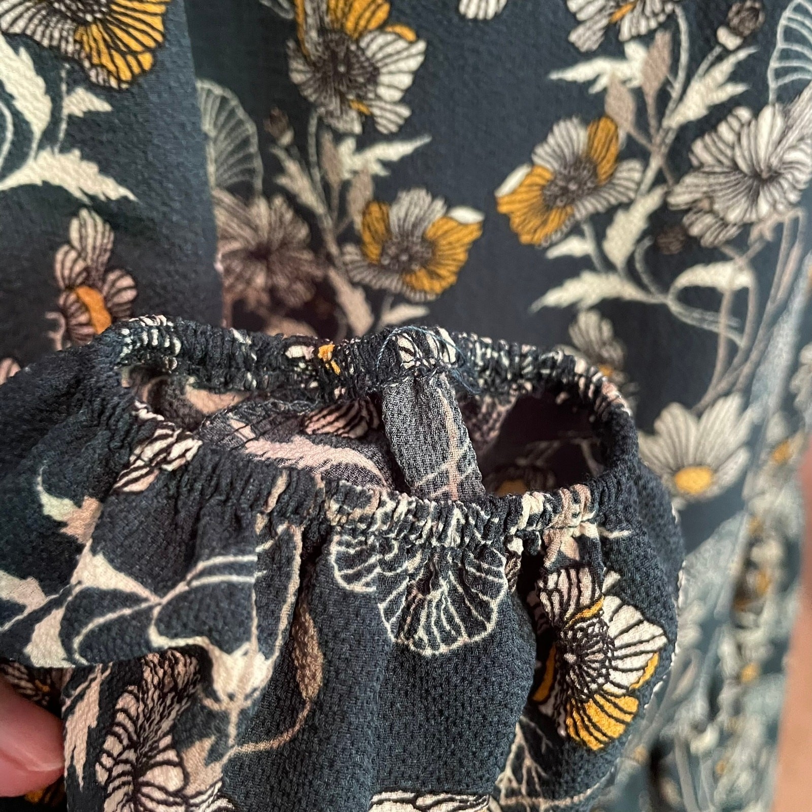 Nordstrom Caslon Teal Green Floral Print Drop Waist Dress Womens XS