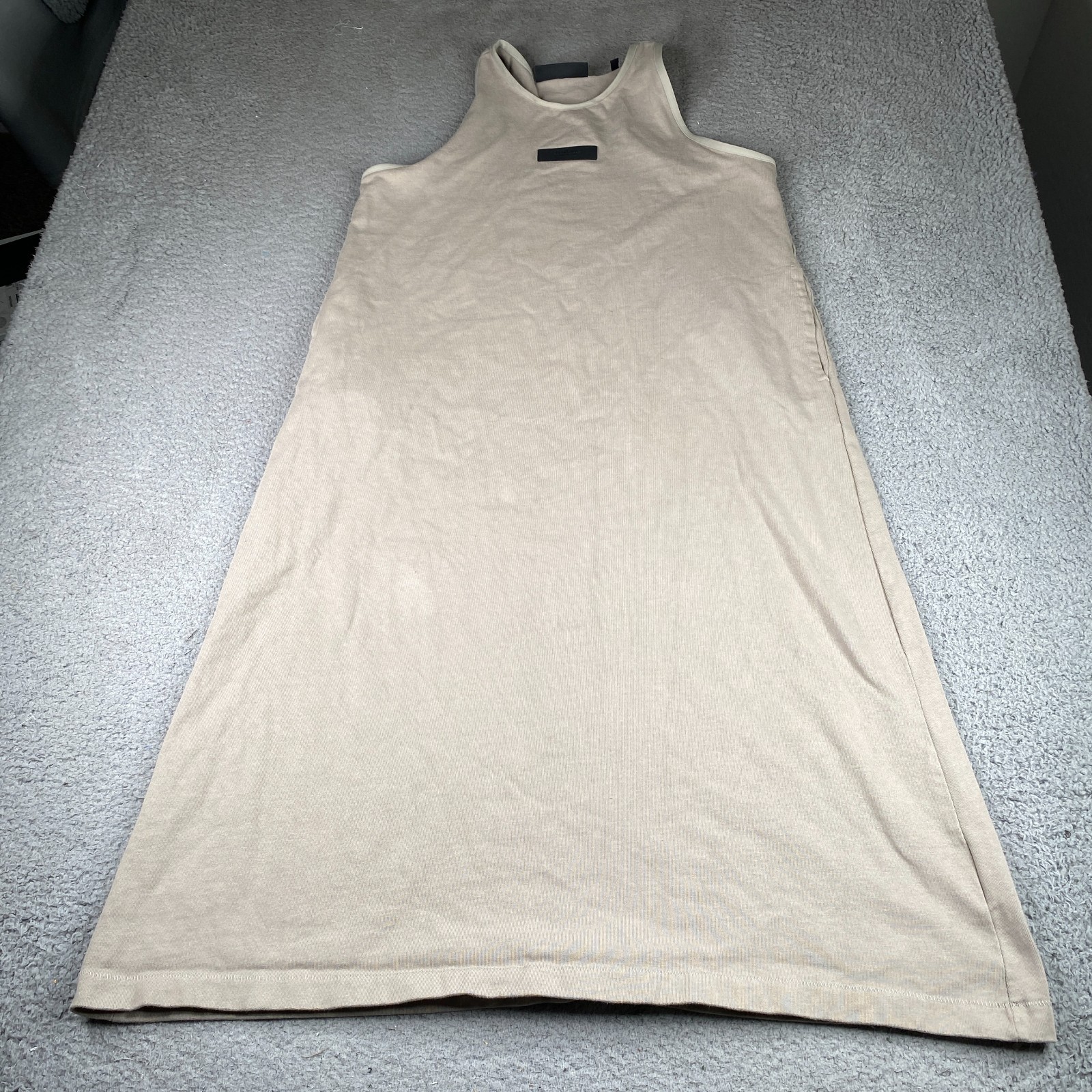Essential Fear of God Shirt Dress Womens Large Beige Cotton Sleeveless Tank Midi