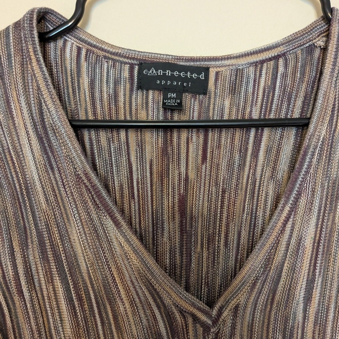 Connected Apparel Knit Midi Dress With Marled Brown And Beige