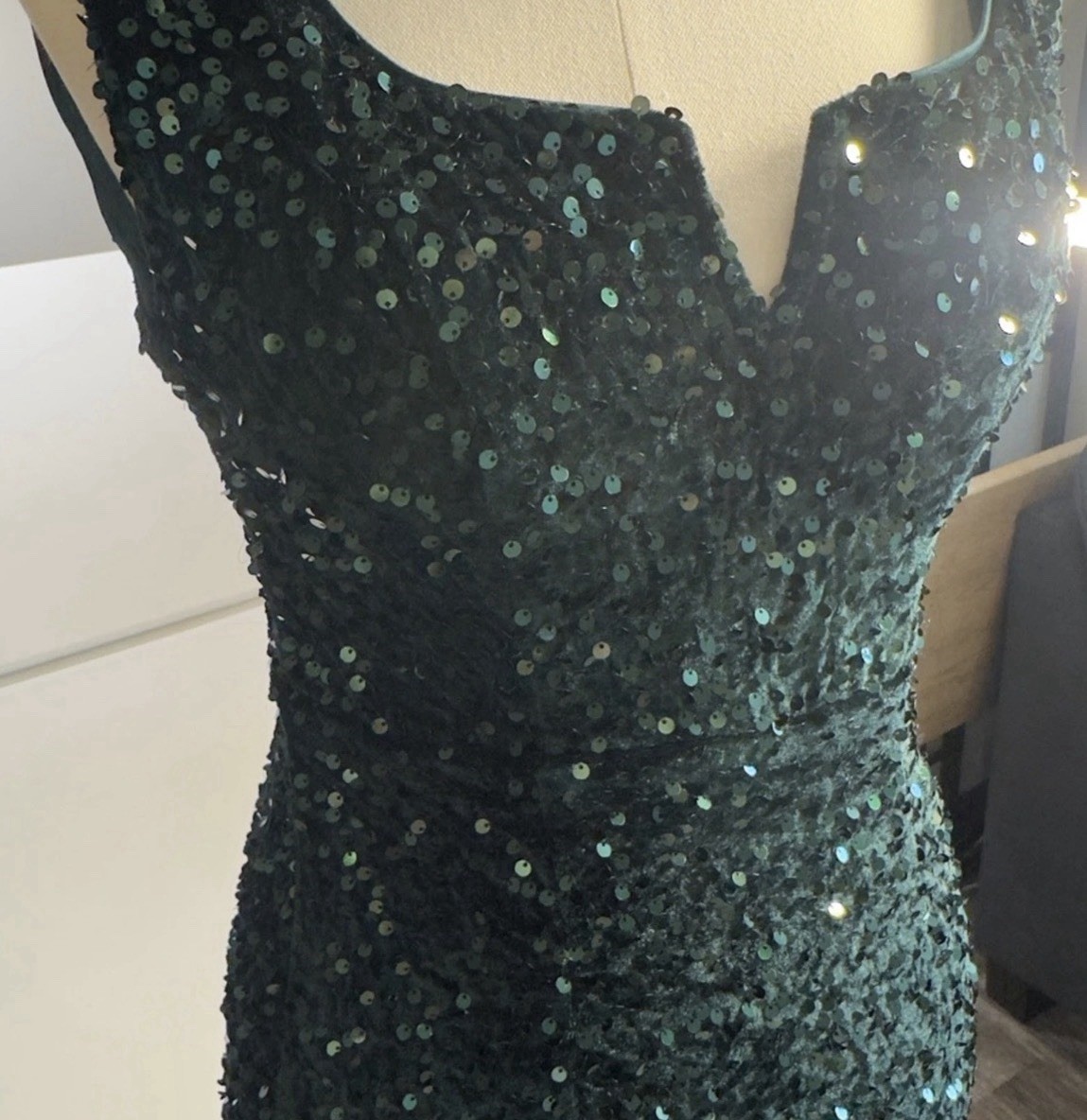 Fariesty Emerald Sequin Bodycon Maxi Dress Medium Stretch Sleeveless Formal Gown