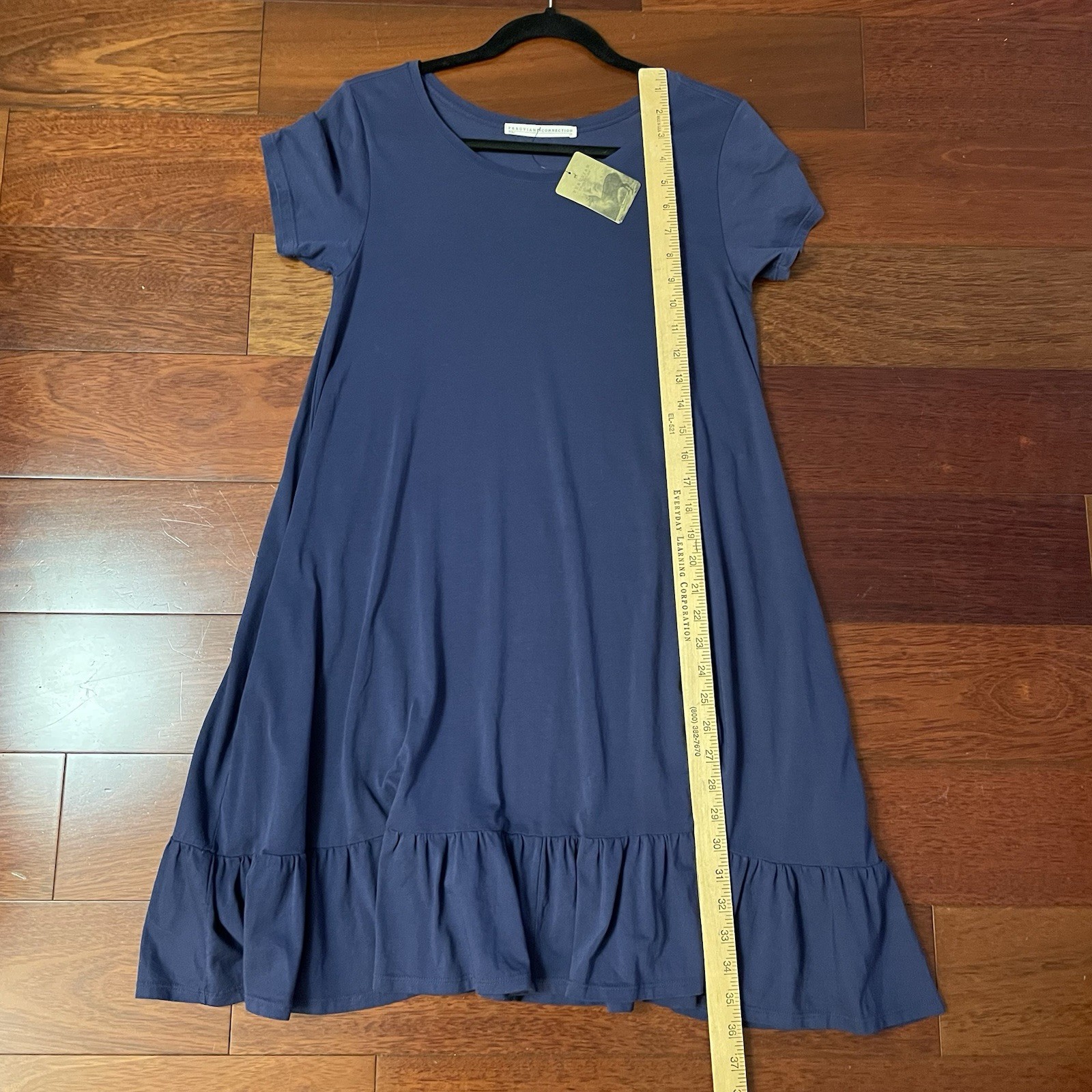 Peruvian Connection Brigitte Dress Pockets Blue Sapphire Women’s Sz XS B33