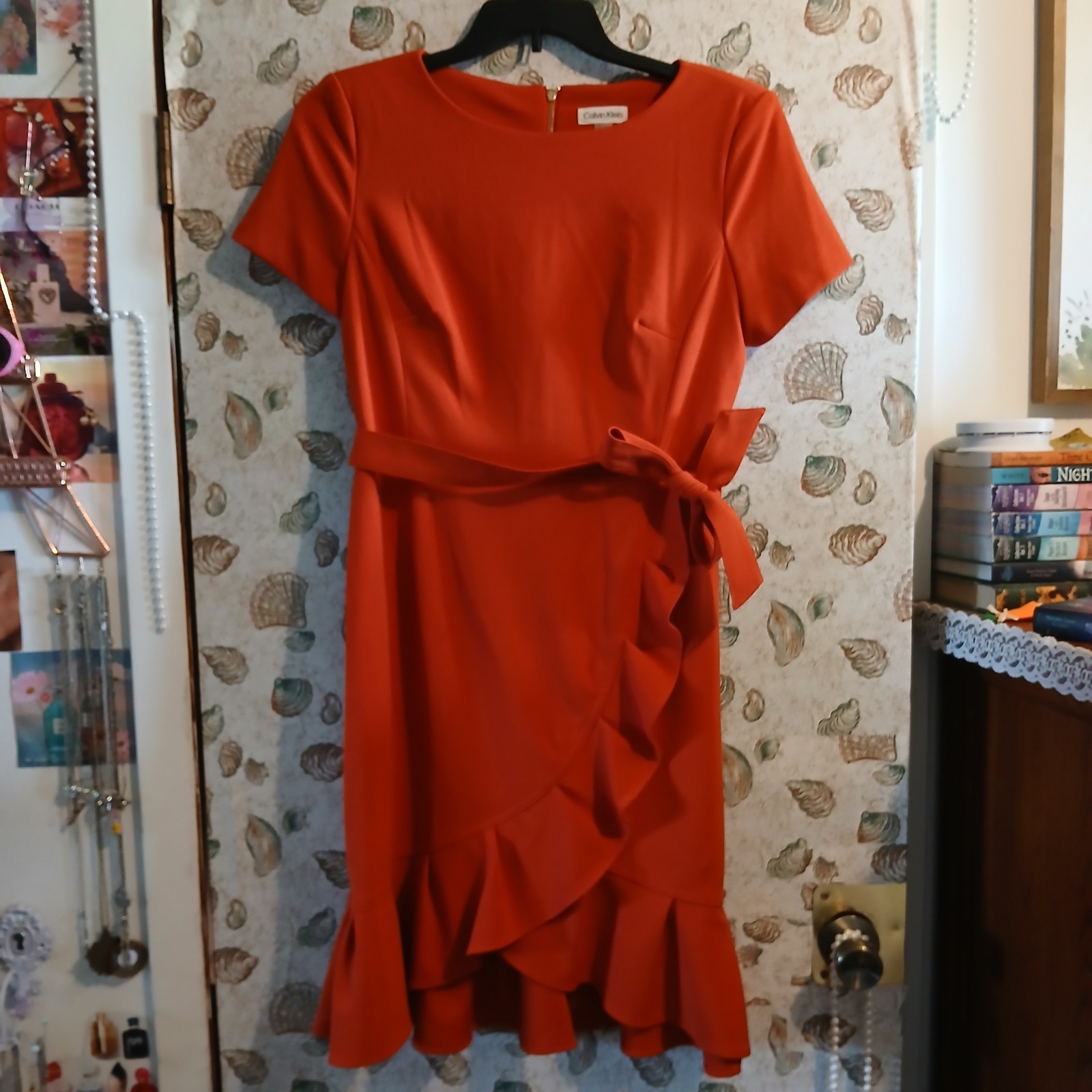 Calvin Klein Women’s Size 12 Mini Orange Dress Zip Up In Back