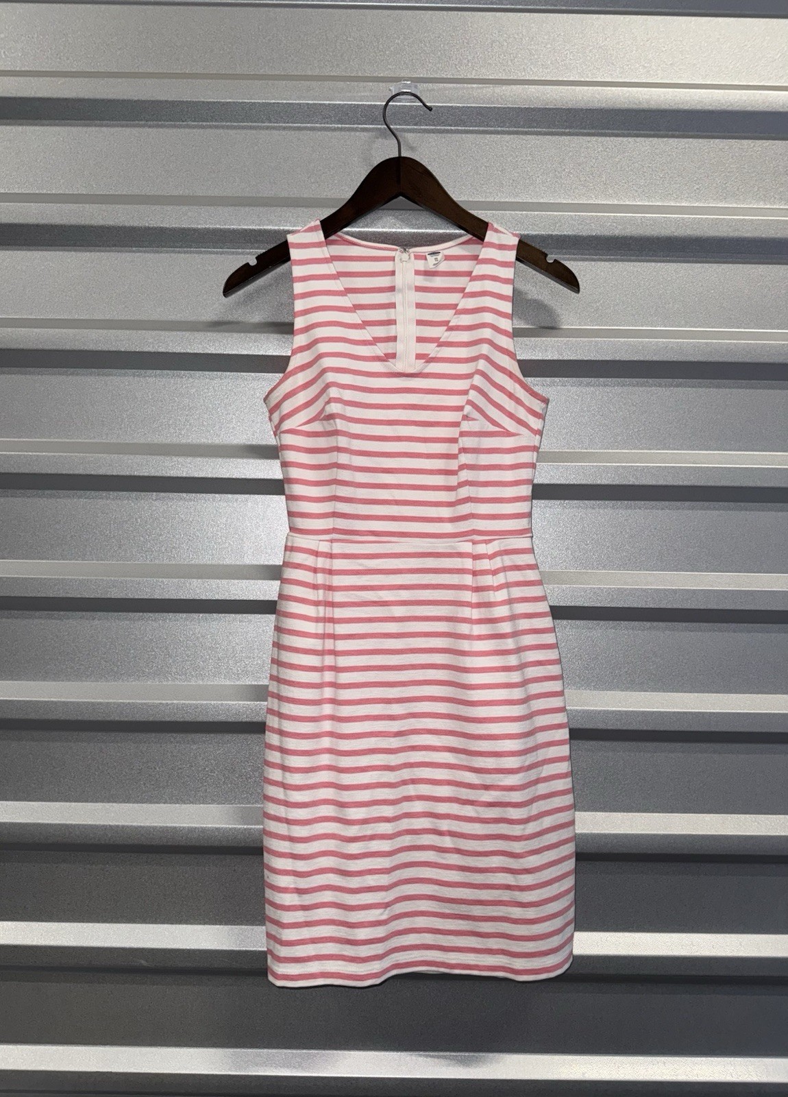 Old Navy Pink White Striped Sleeveless Knee Career Work Pencil Sundress XS 0/2