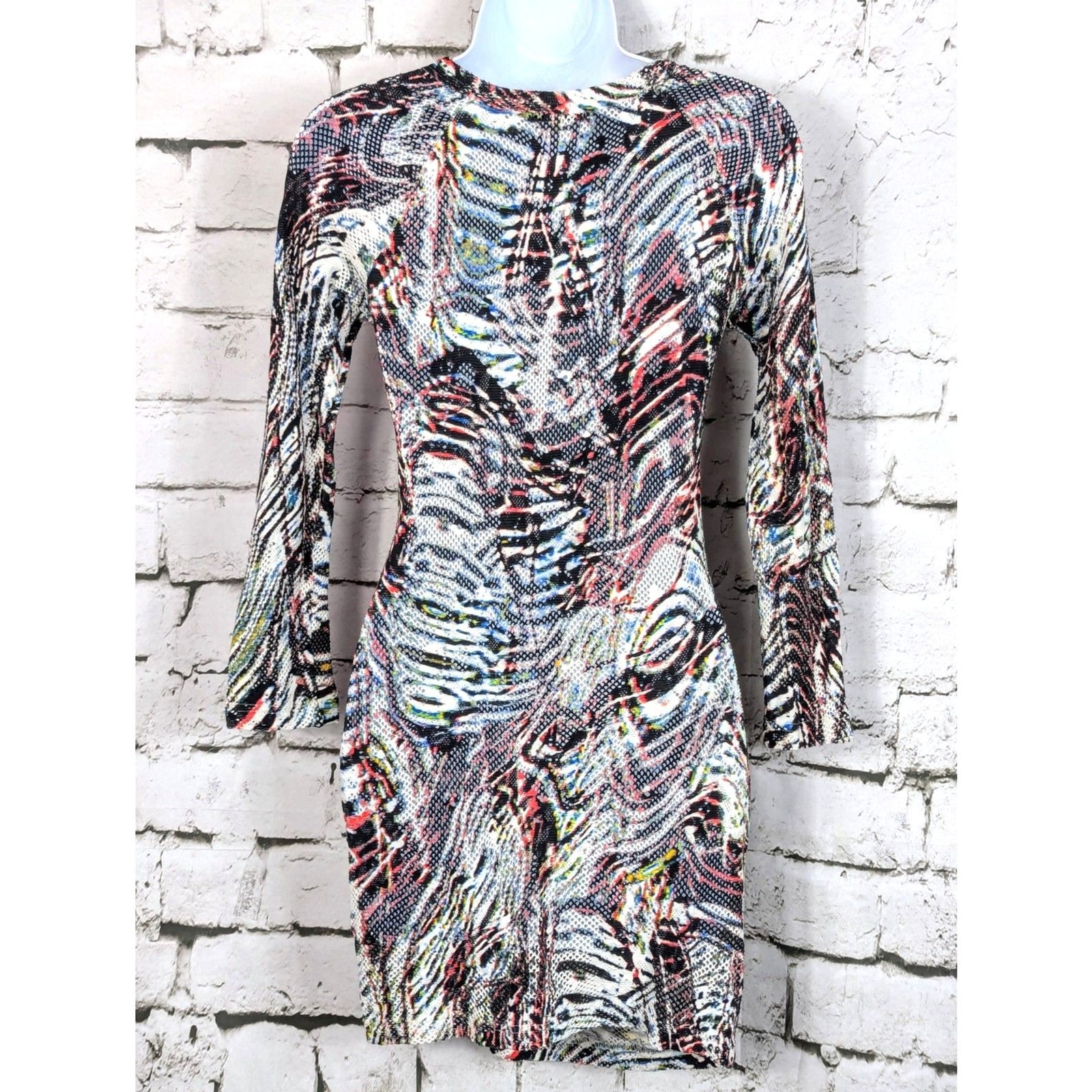IRO “Gordon” Printed Bodycon Mesh Knot Dress Chic Modern Contemporary Size 0