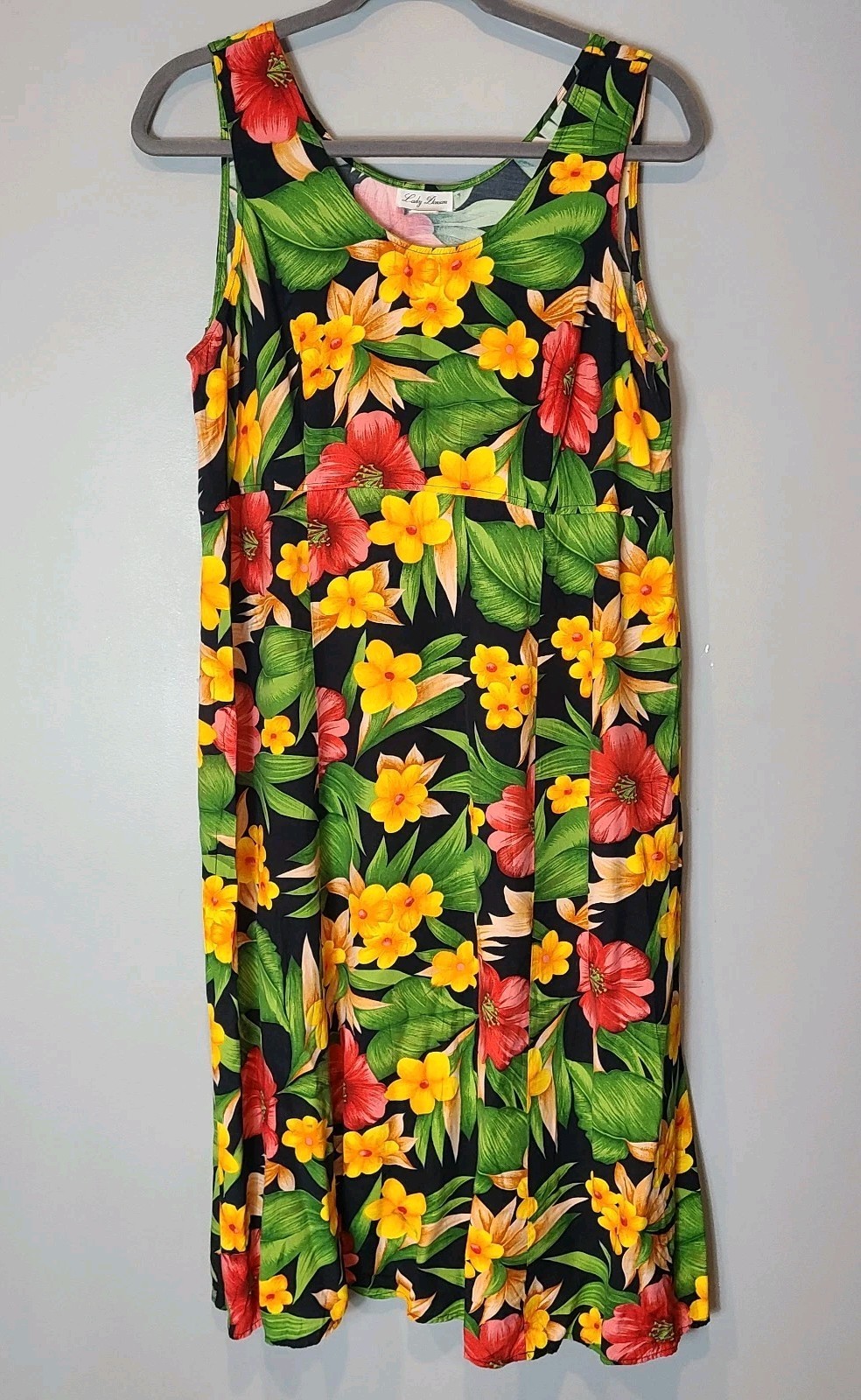 Vtg 90s Floral Maxi Dress Sz 22 Fairy Cottage Y2K Resort Boho Empire Waist
