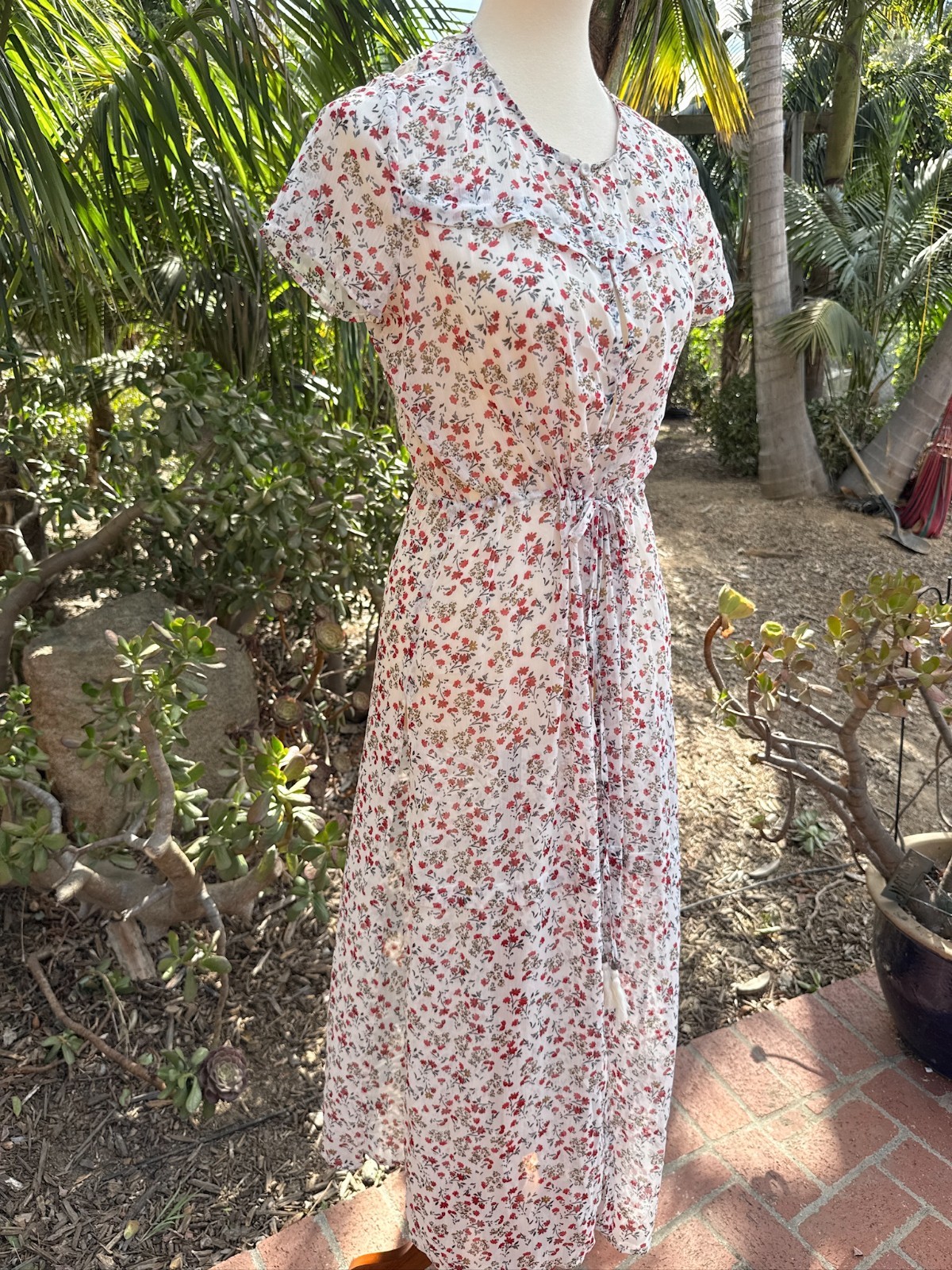 NWT DR2 Garden Party Ditsy Floral Sheer Dress Duster Cardigan Size S Cottagecore