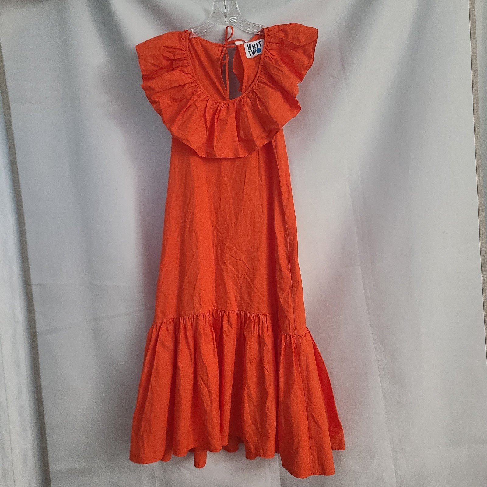 Whit Two Anthropologie Sz SP Red Cotton Flouncy Ruffle Tiered Loose Maxi Dress