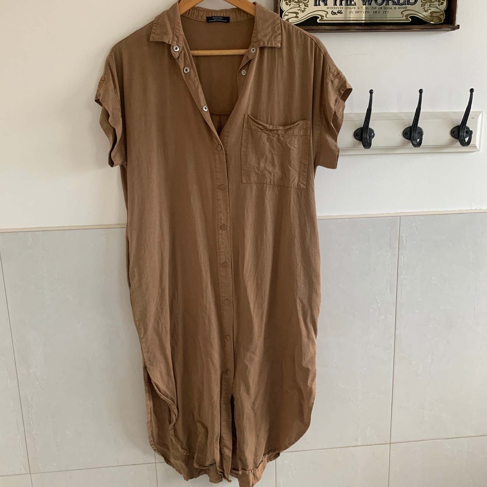PARFOIS TAN BUTTON DOWN DRESS XS/S #27