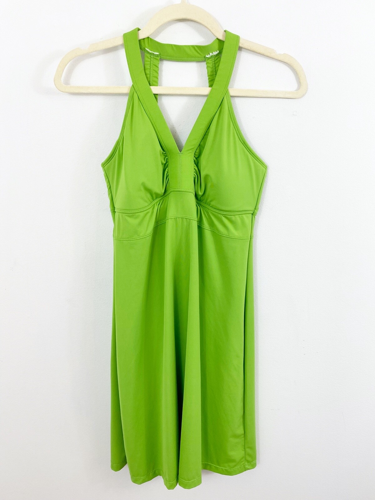 Athleta Sunfish Swim Dress Size S Green V-Neck Cut Out Back Empire Waist 819727