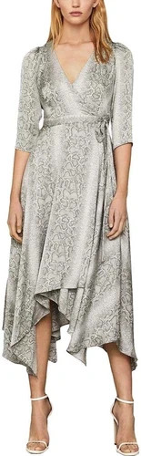 Gray Python Snakeskin Print Midi Wrap l Dress Size XXS M