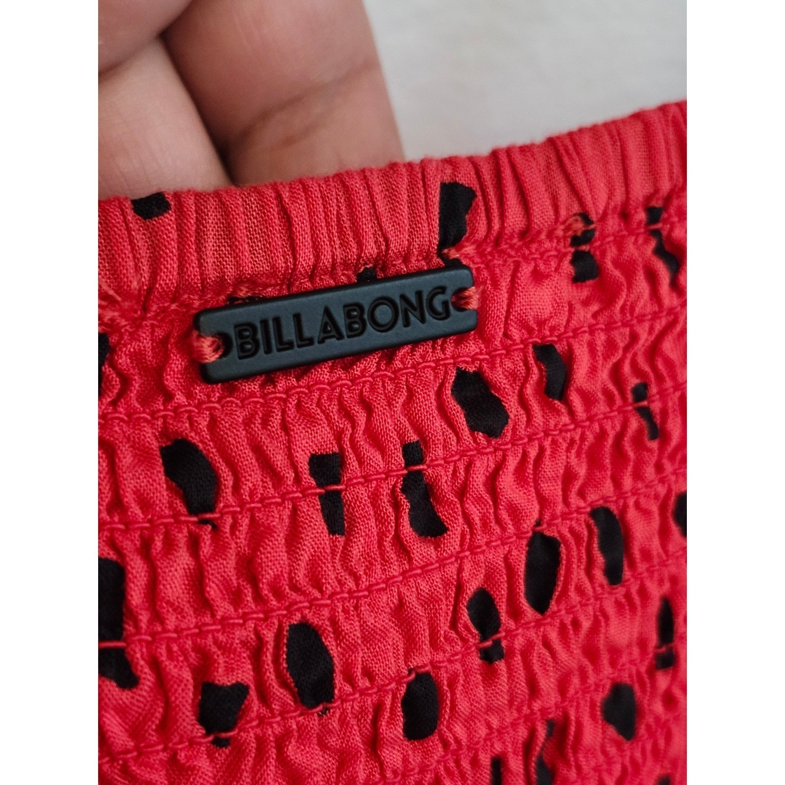 Billabong Sincerely Jules Playing For Keeps Red Polka Dot Smocked Mini Dress L