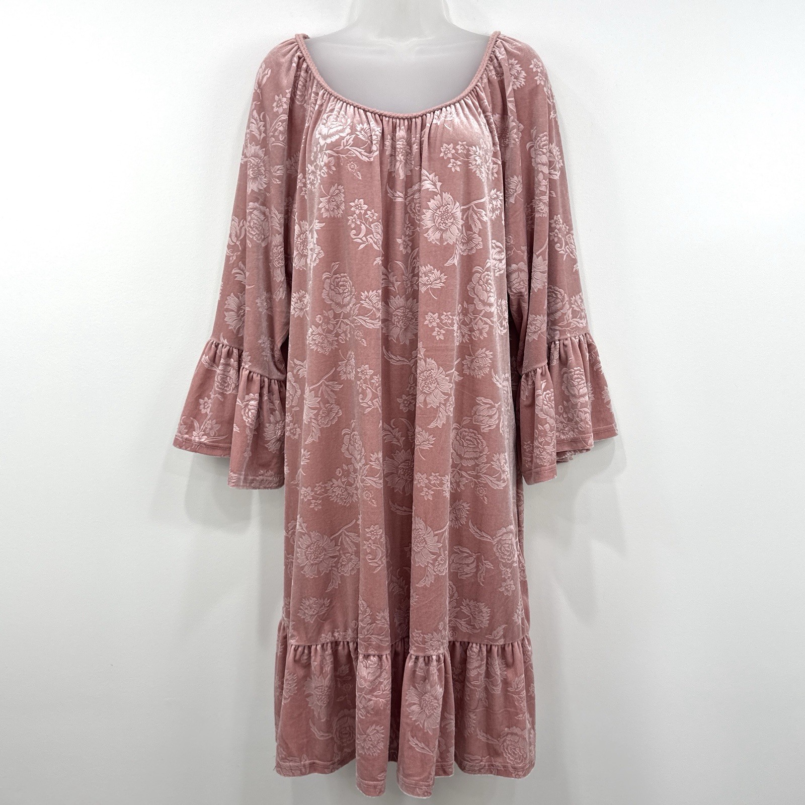 Suzanne Betro Velvet Burnout Dress 1X Pink NWT Feminine Whimsical Ethereal